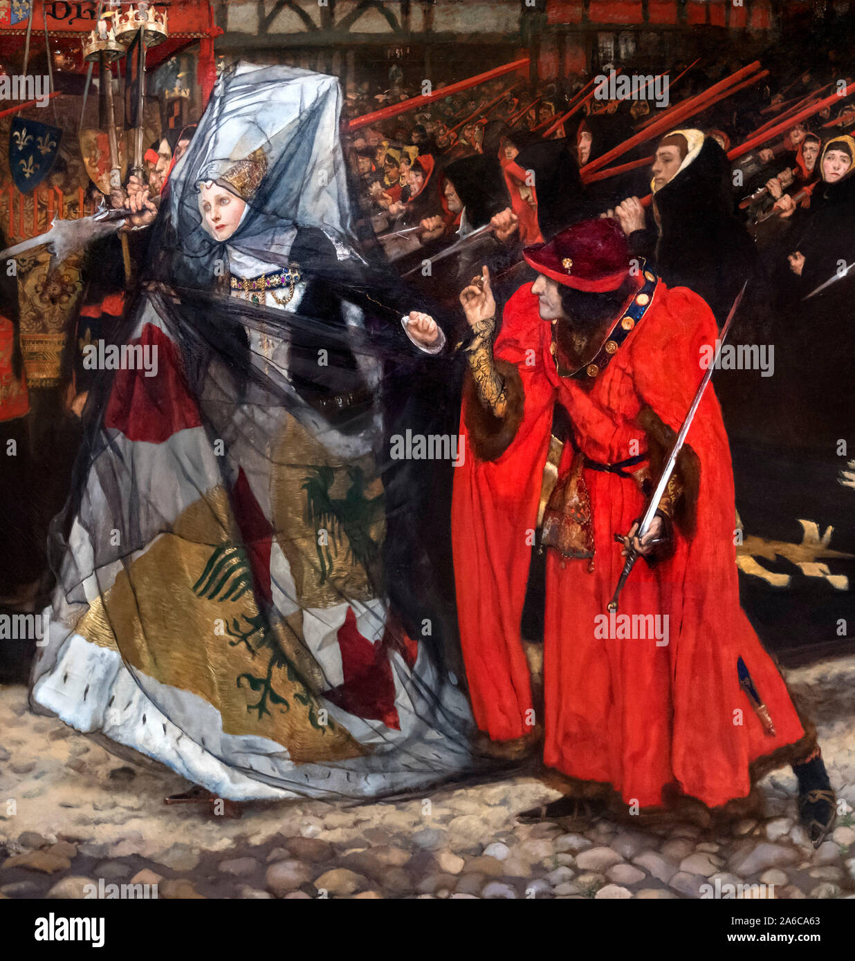 Richard, Herzog von Gloucester, und die Dame Anne von Edwin Austin Abbey, (1852-1911), Öl auf Leinwand, 1896. Eine Illustration von Richard III. von William Shakespeare. Stockfoto