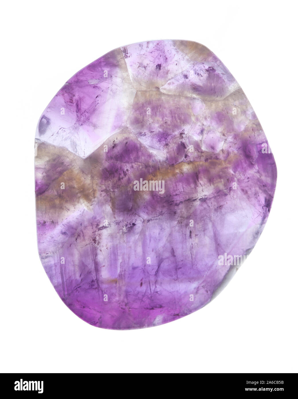 Mineralien: Amethyst Trommelsteine Stein auf weißem Hintergrund Stockfoto