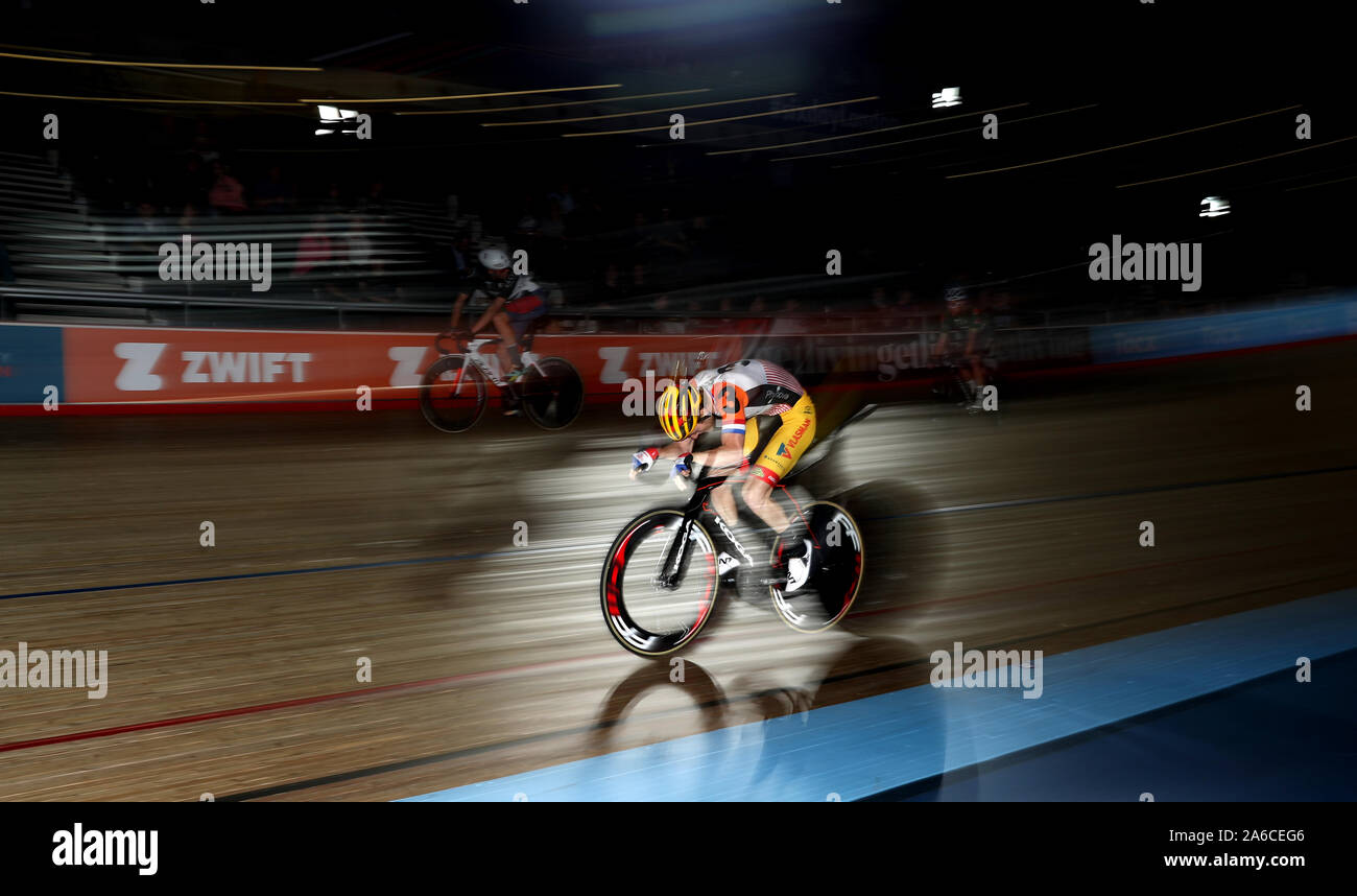 Die Niederlande Yoert Havik am Tag vier der sechs Phynova Tag Radfahren bei Lee Valley VeloPark, London. Stockfoto