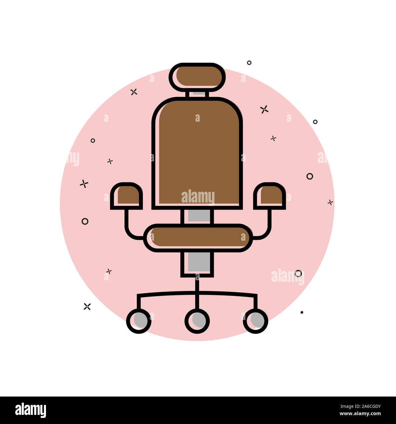 Symbol Bürostuhl im Stil von Comics mit dem Splash Wirkung, flache Bauform. Stock Vektor