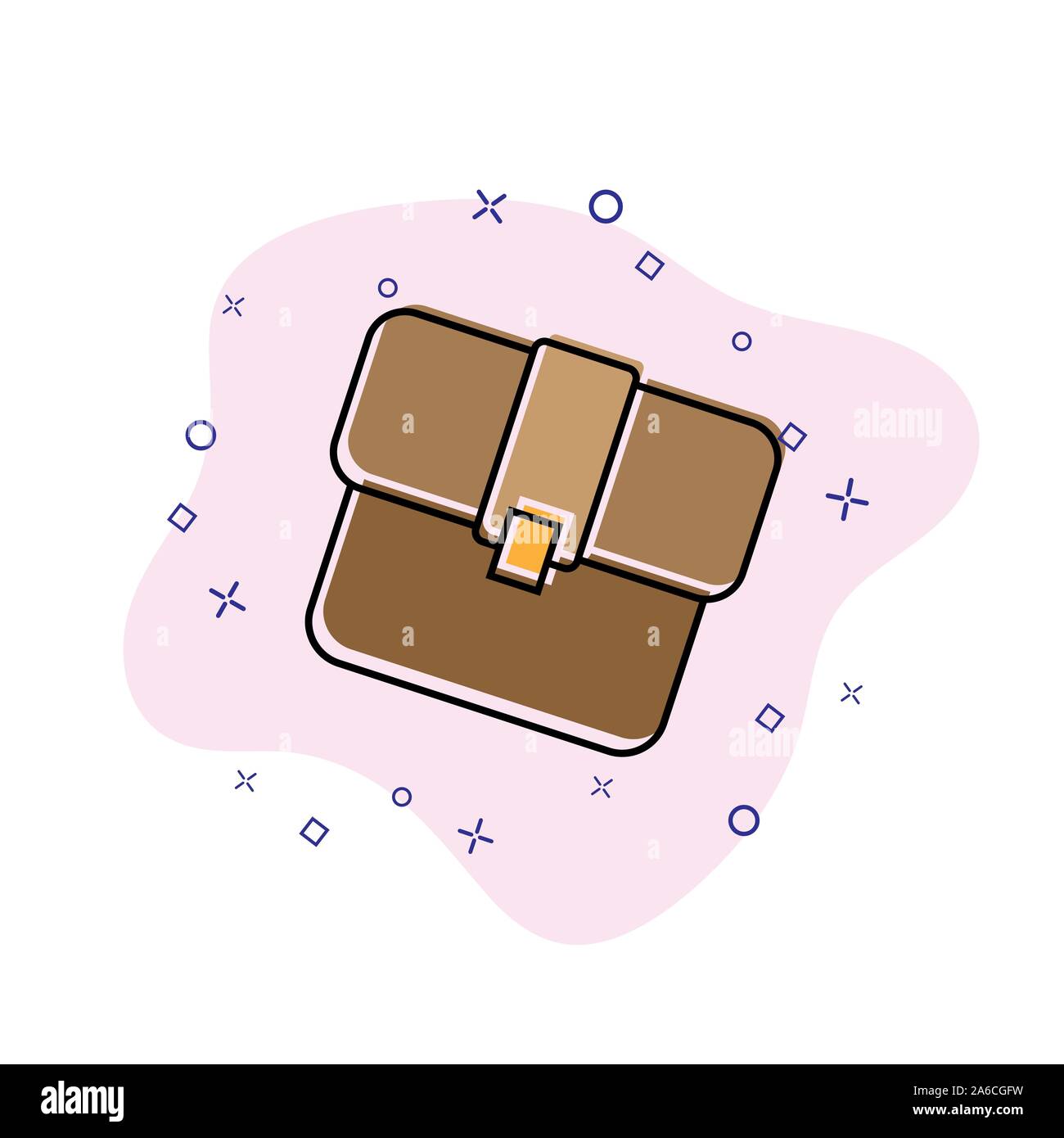 Comic Stil Aktenmappe mit splash Wirkung, flache Bauform. Stock Vektor