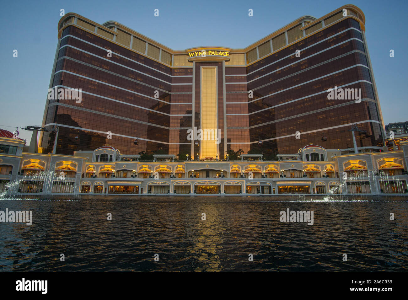 Besuch des Wynn Palace Hotel in Macau in Taipa Island Seite während der Wasser zeigen, dieser Ort ist einfach fantastisch mit seinen luxuriösen Design und die Kabel c Stockfoto