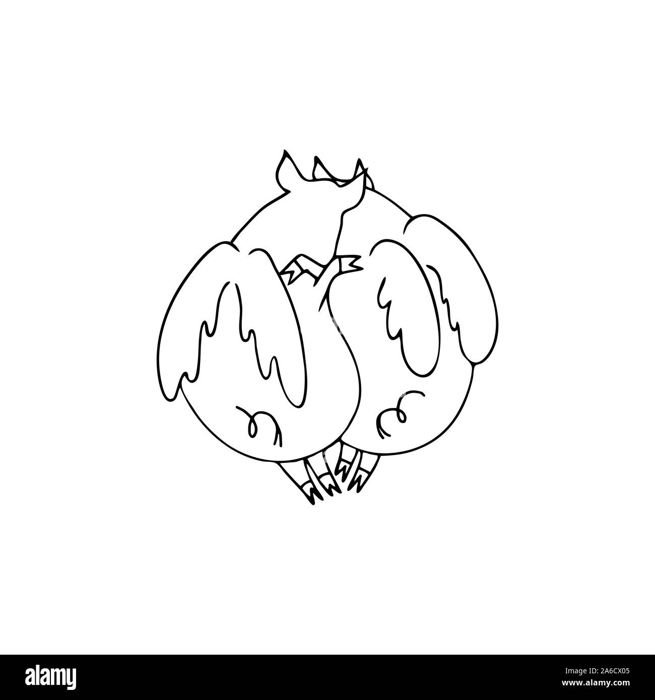 Vector Abbildung von zwei Liebhaber schweine Engel mit Flügeln kuscheln. Schwarze und weiße cartoon Schweine Stock Vektor