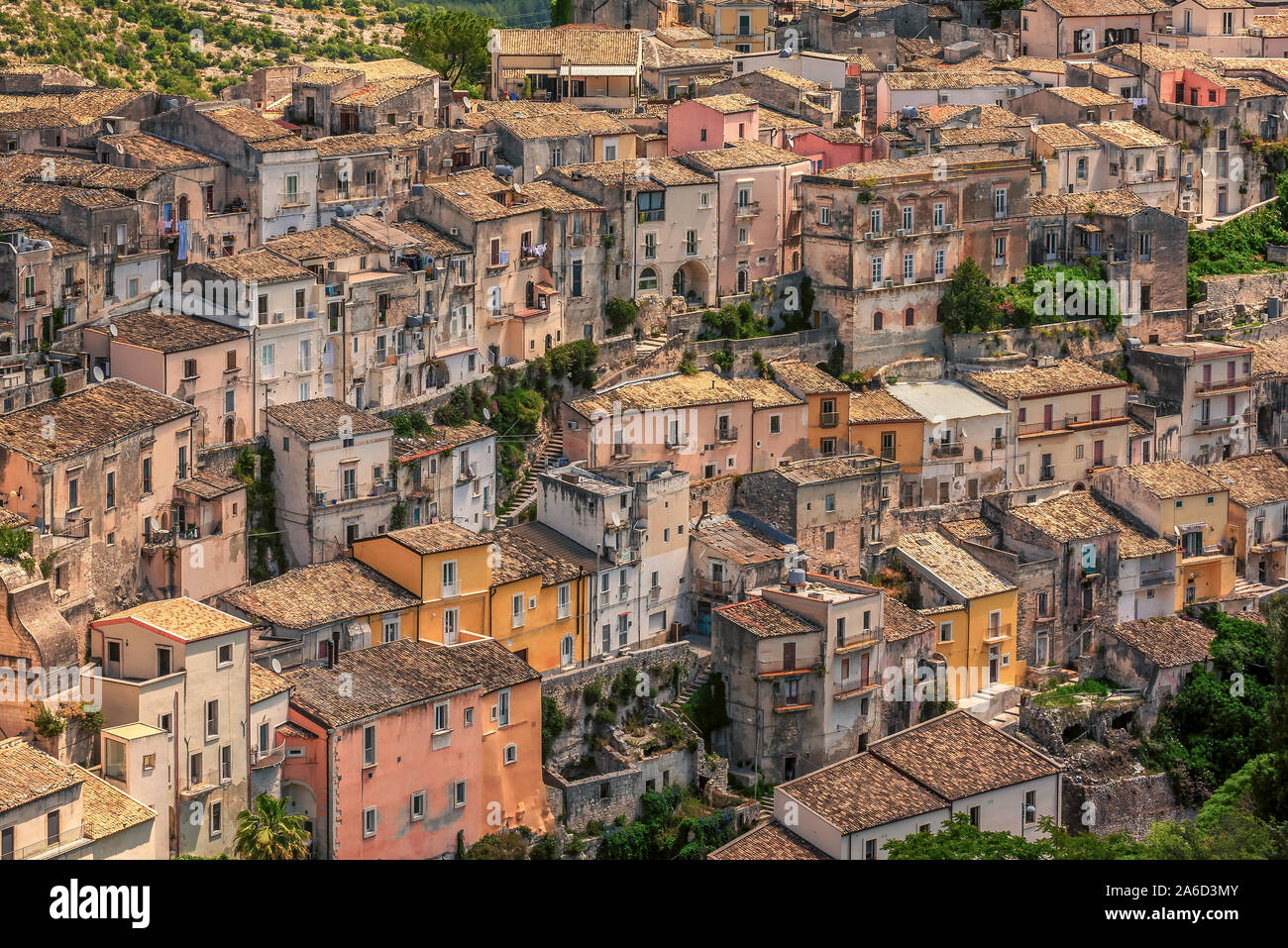 Dicht gedrängten Häuser in Ragusa Ibla, Sizilien, Italien Stockfoto