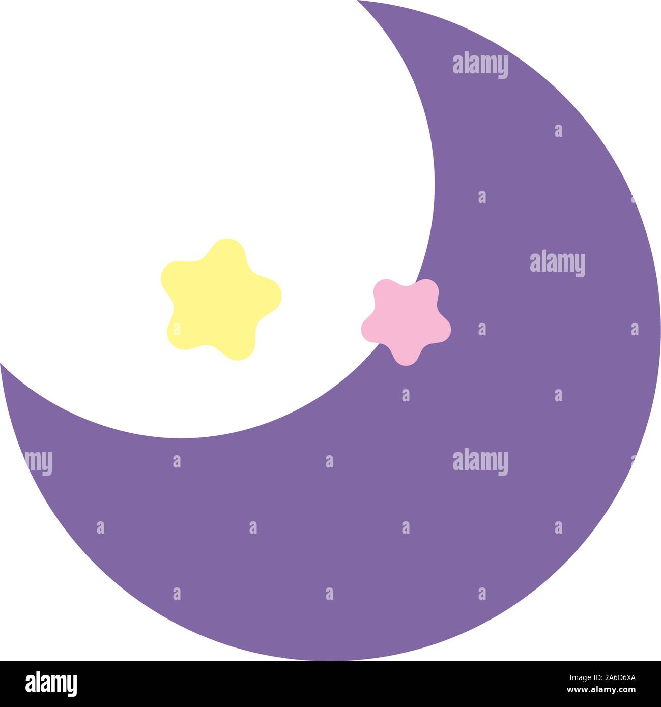 Lila halber Mond und Sterne deko Vector Illustration Stock Vektor