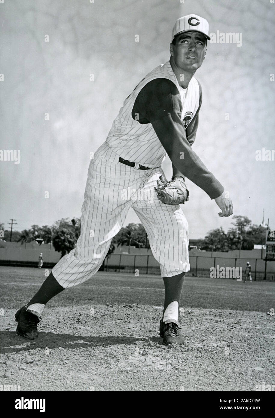 Vintage schwarz-weiß Foto von Baseball spieler Joey Jay mit den Cincinnati Reds ca. 1960er Jahre. Stockfoto