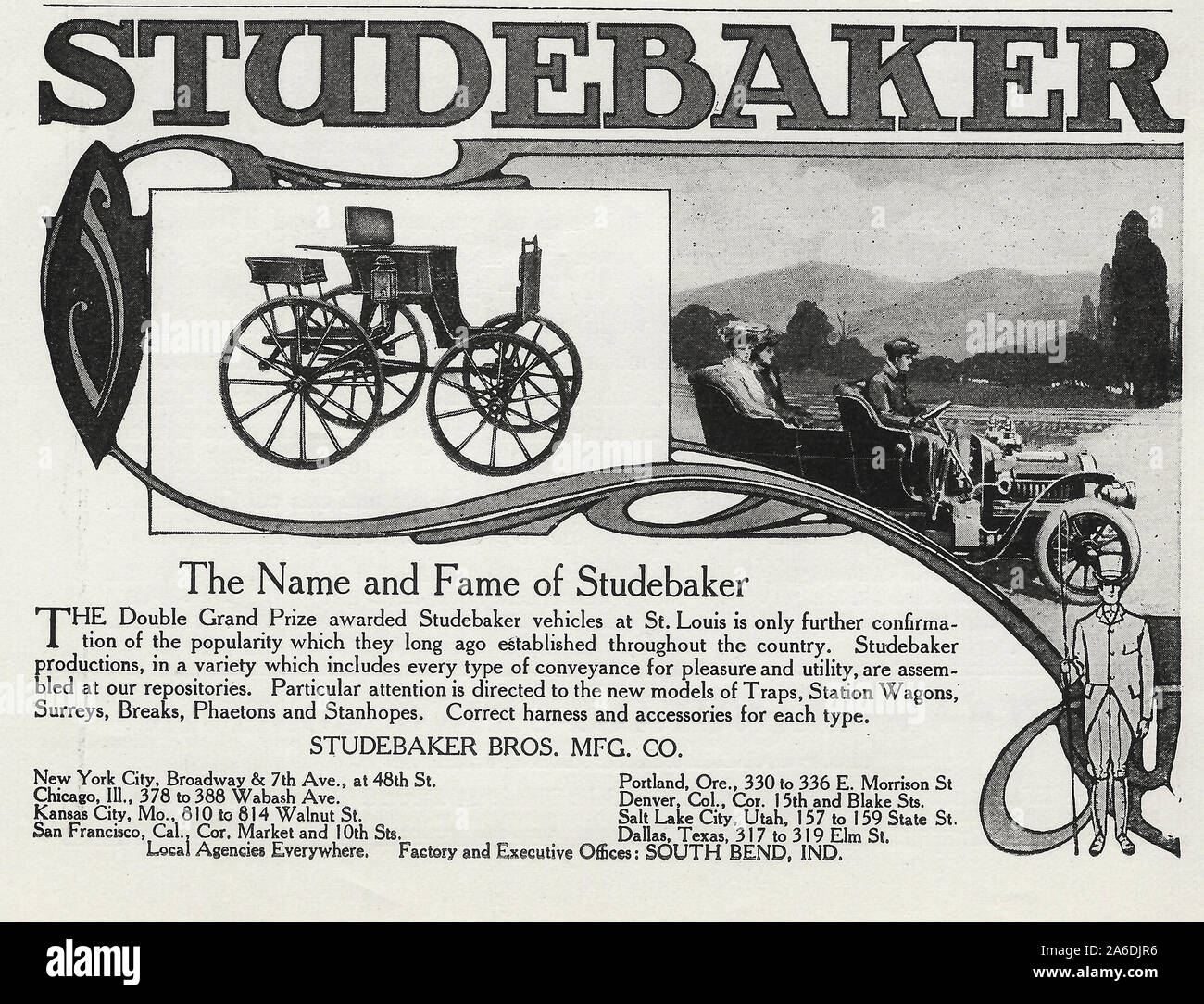 Studebaker Werbung in einer Zeitschrift, 1905 Stockfoto