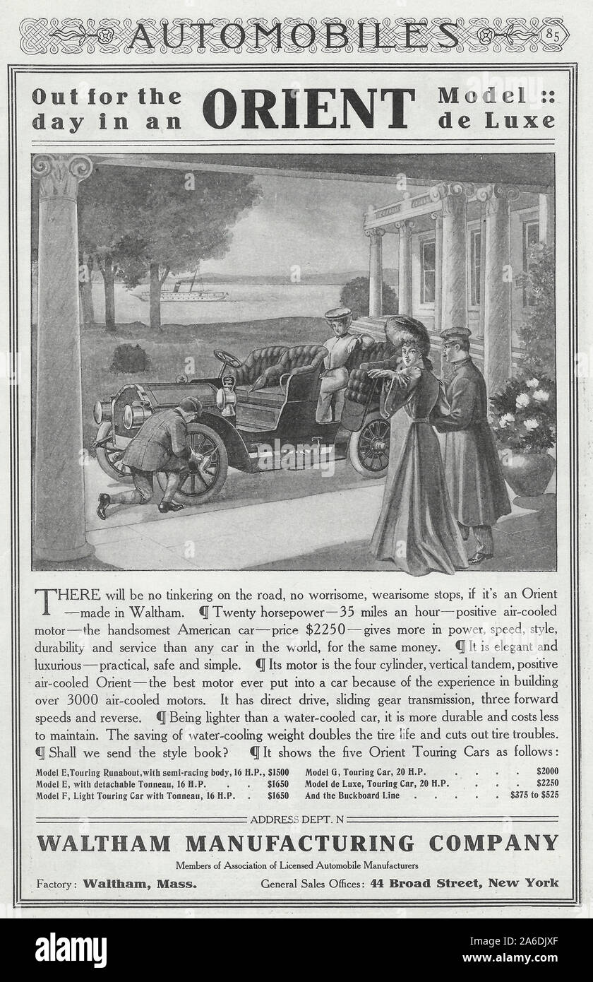 Für den Tag in einem Orient Modell de Luxe - Waltham Manufacturing Company - 1905 Magazin Werbung Stockfoto