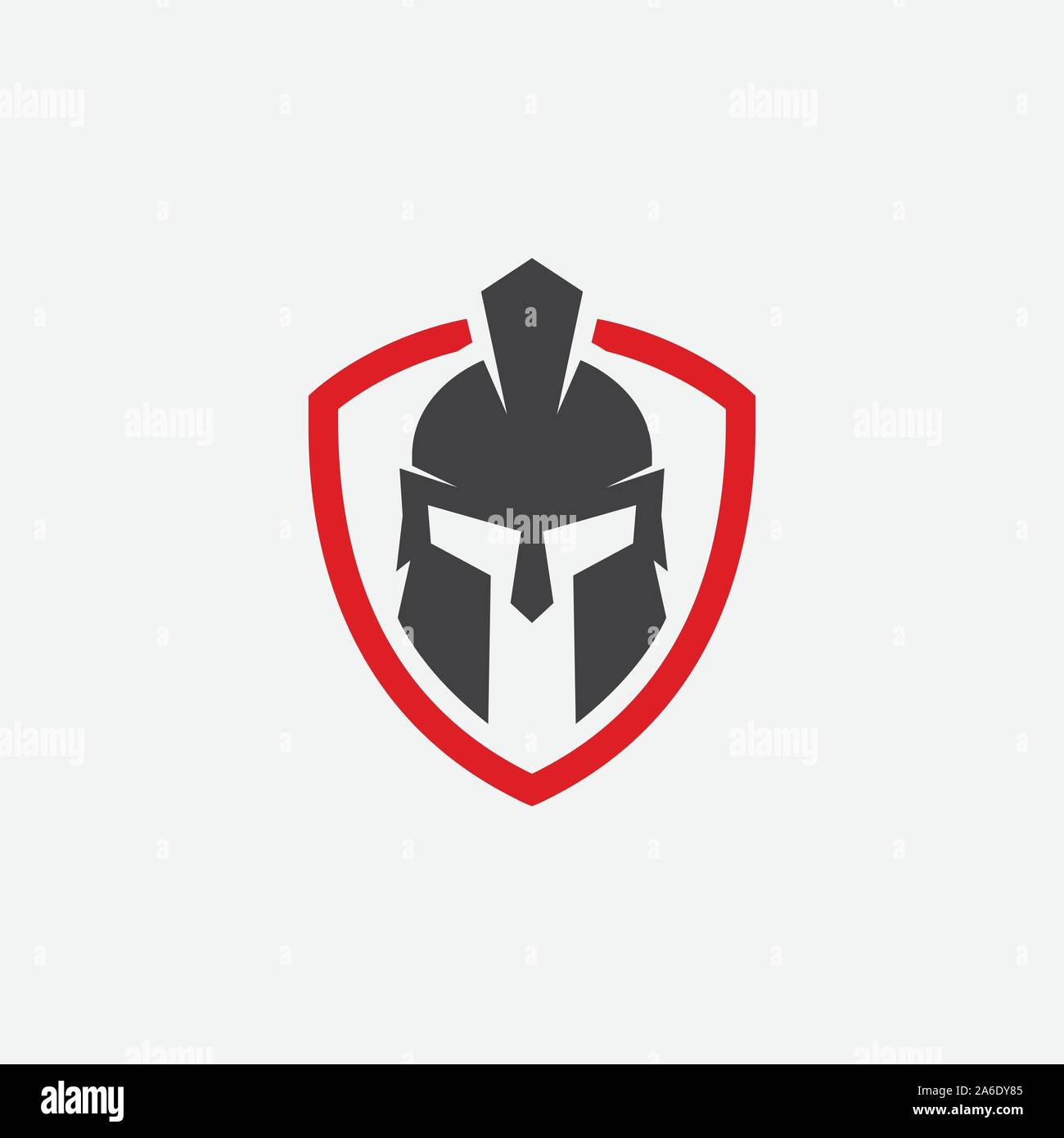Schild und Helm des spartanischen Kriegers Symbol, Emblem. Spartan Helmen logo, Vector Illustration der Spartaner Schild und Helm, spartanische Griechische gladiator Helm Rüstung flachbild Vektor icon Stock Vektor