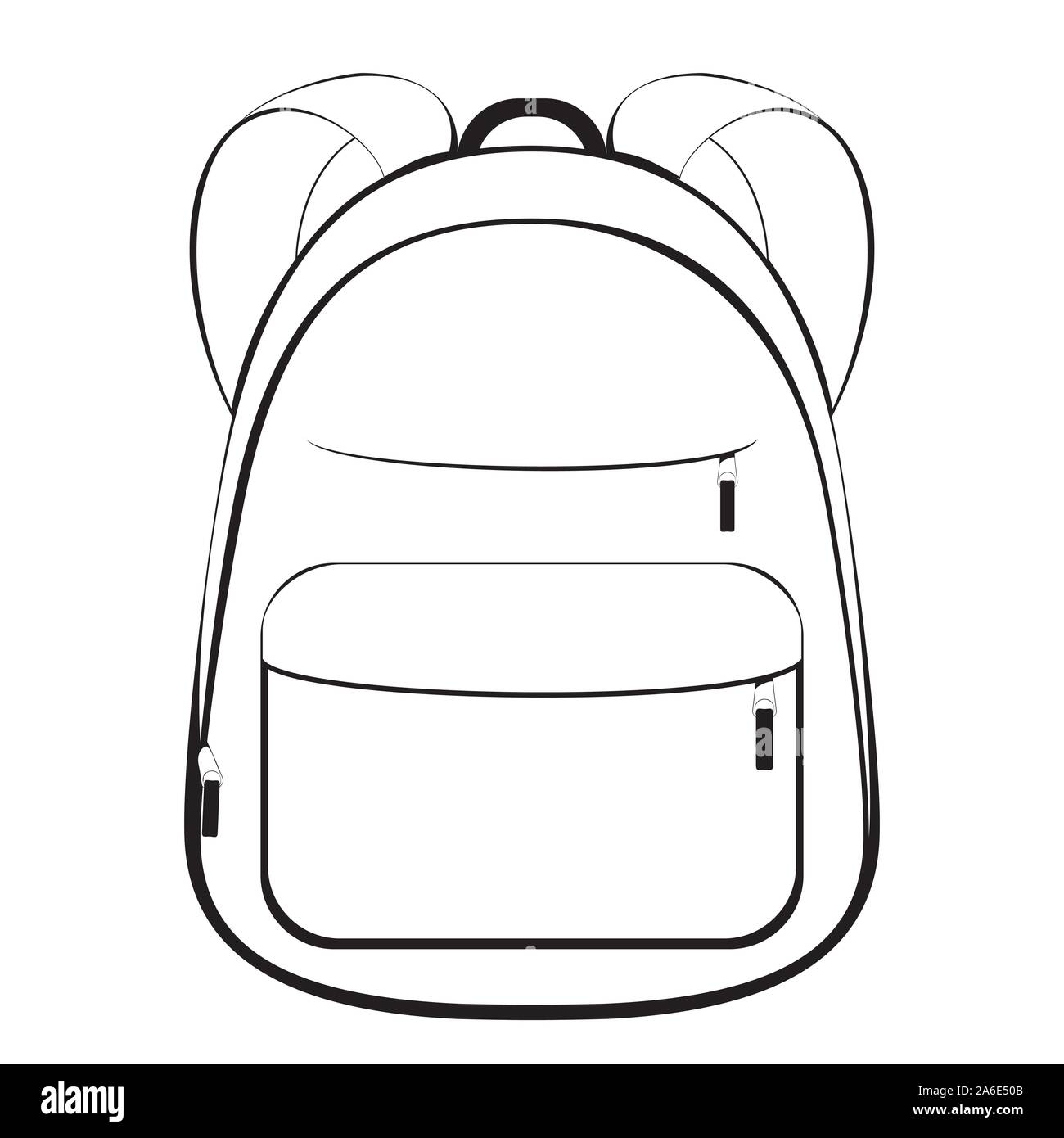 Cartoon Schule Rucksack in schwarz-weiß Design. Stock Vektor