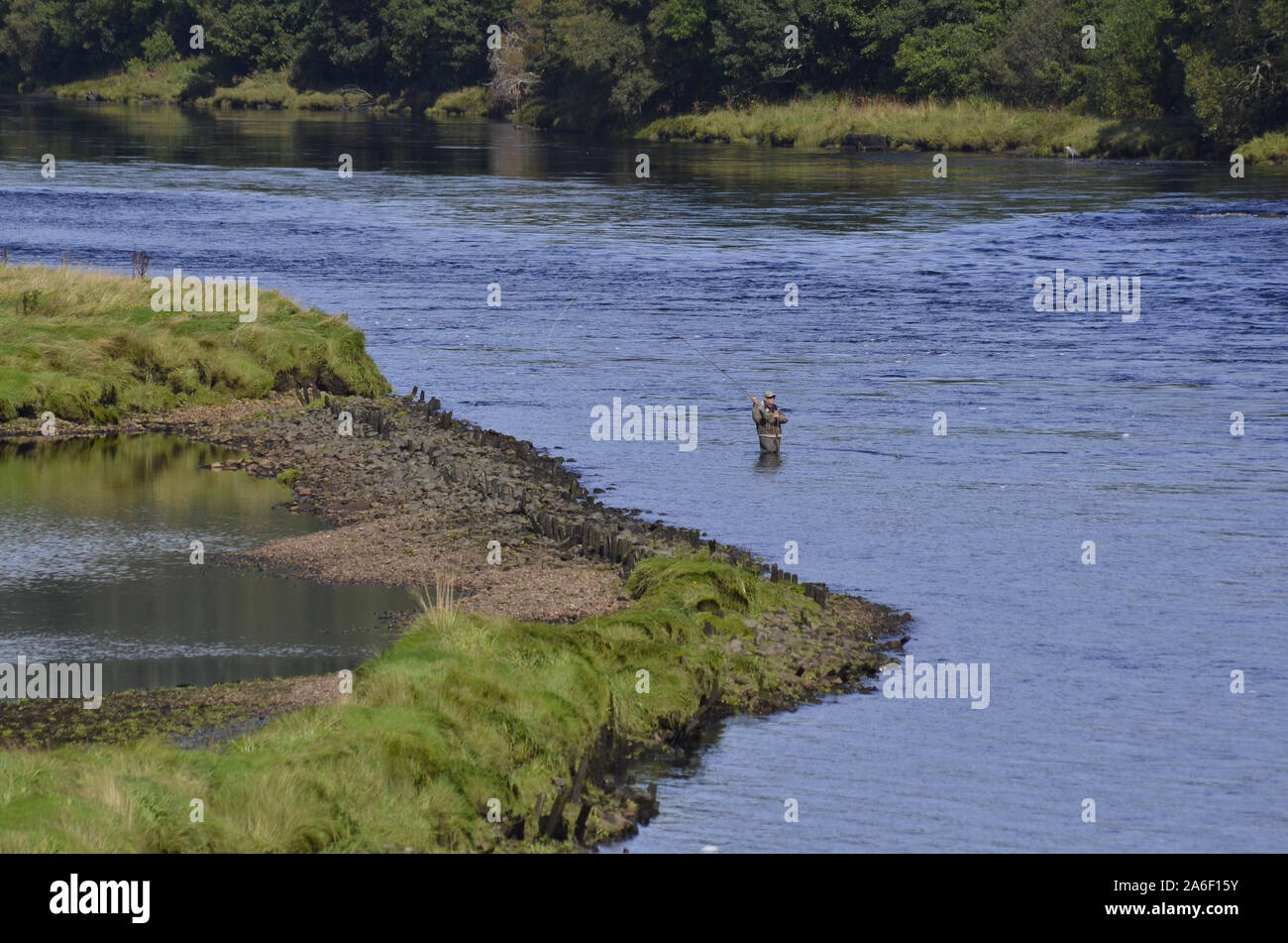 Fischer in der River Oykel am Kyle von Sutherland Bonar Bridge Sutherland Schottland Großbritannien Fliegen Stockfoto