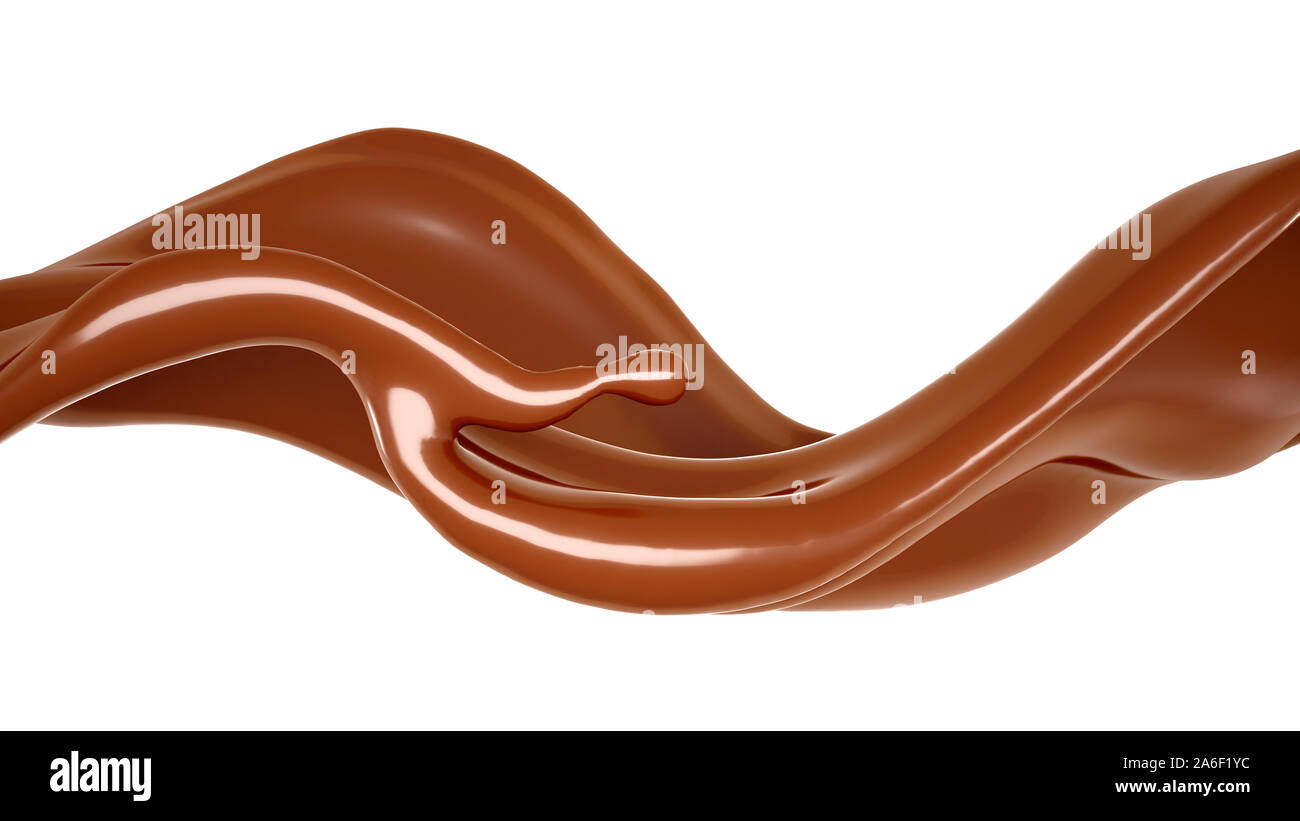 Ein schönes, elegantes Splash von Schokolade. 3D-Illustration, 3D-Rendering. Stockfoto