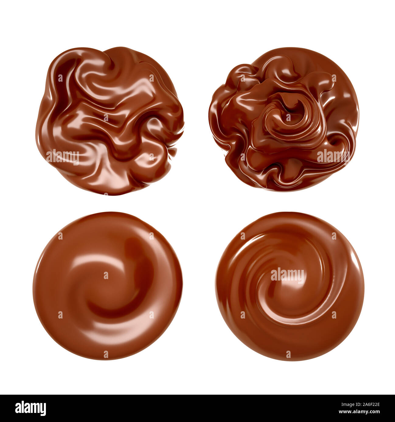 Ein Spritzen der Schokolade. 3D-Illustration, 3D-Rendering. Stockfoto