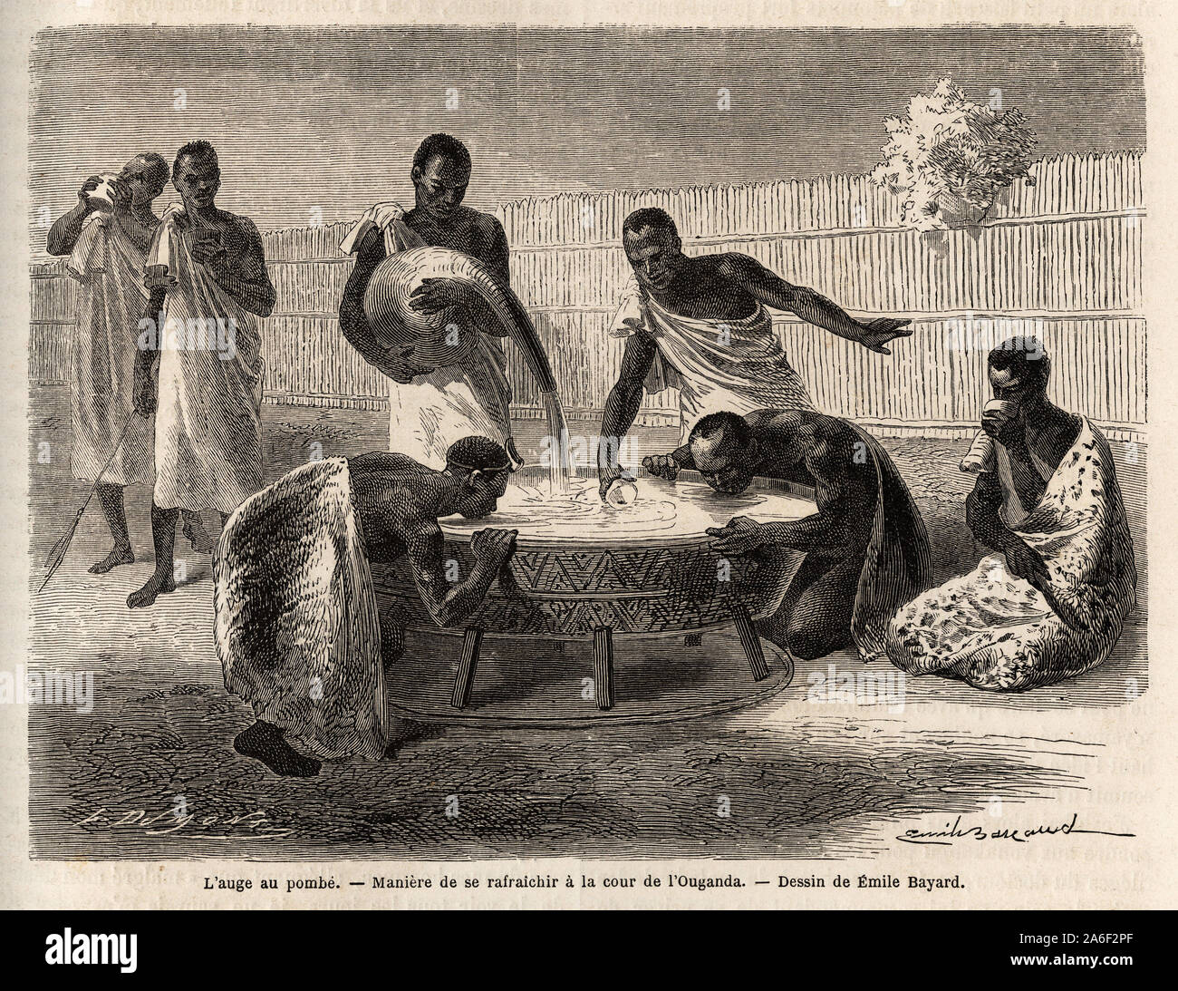 L'Auge au pombe (boisson alcoolisee par Fermentation), maniere de se rafraichir a la cour dans le Karague (a l'Ouest du lac Victoria, dans l'Actuel Stockfoto