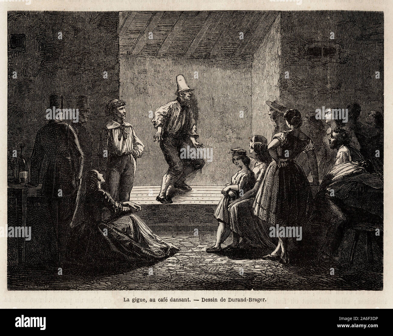 La Gigue, dans un café dansant, dessin de Durand Brager, Gießen illustrer Une Ausflug dans les Quartiers pauvres de Londres, en 1862, par L. Simonin. G Stockfoto