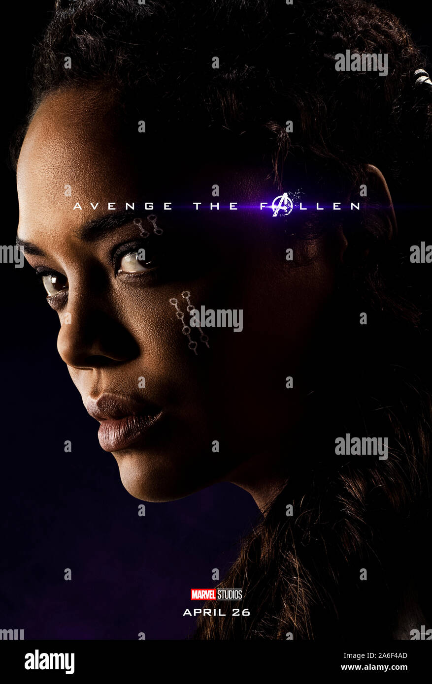 Charakter voraus Plakat für Avengers: Endgame (2019) unter der Regie von Anthony und Joe Russo starring Tessa Thompson als Walküre. Der epische Abschluss und 22 Film in der Marvel filmischen Universums. Stockfoto