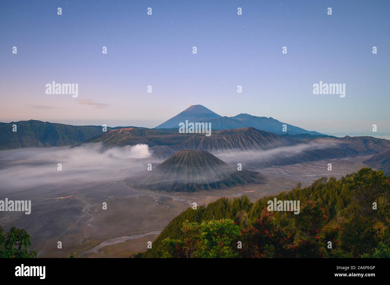 Querformat der Bromo Tengger Semeru National Park, Ost Java, Indonesien Stockfoto