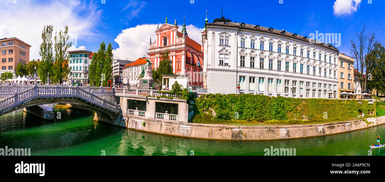 Städte und Sehenswürdigkeiten in Slowenien - schöne Hauptstadt Ljubljana Stockfoto