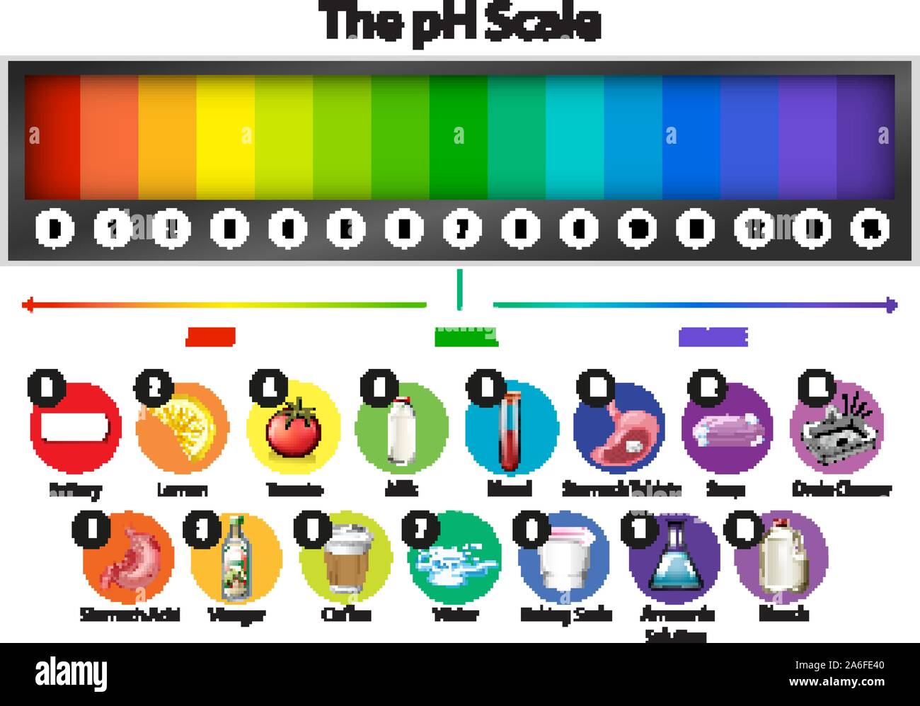 Die pH-Skala auf weißem Hintergrund Abbildung Stock Vektor