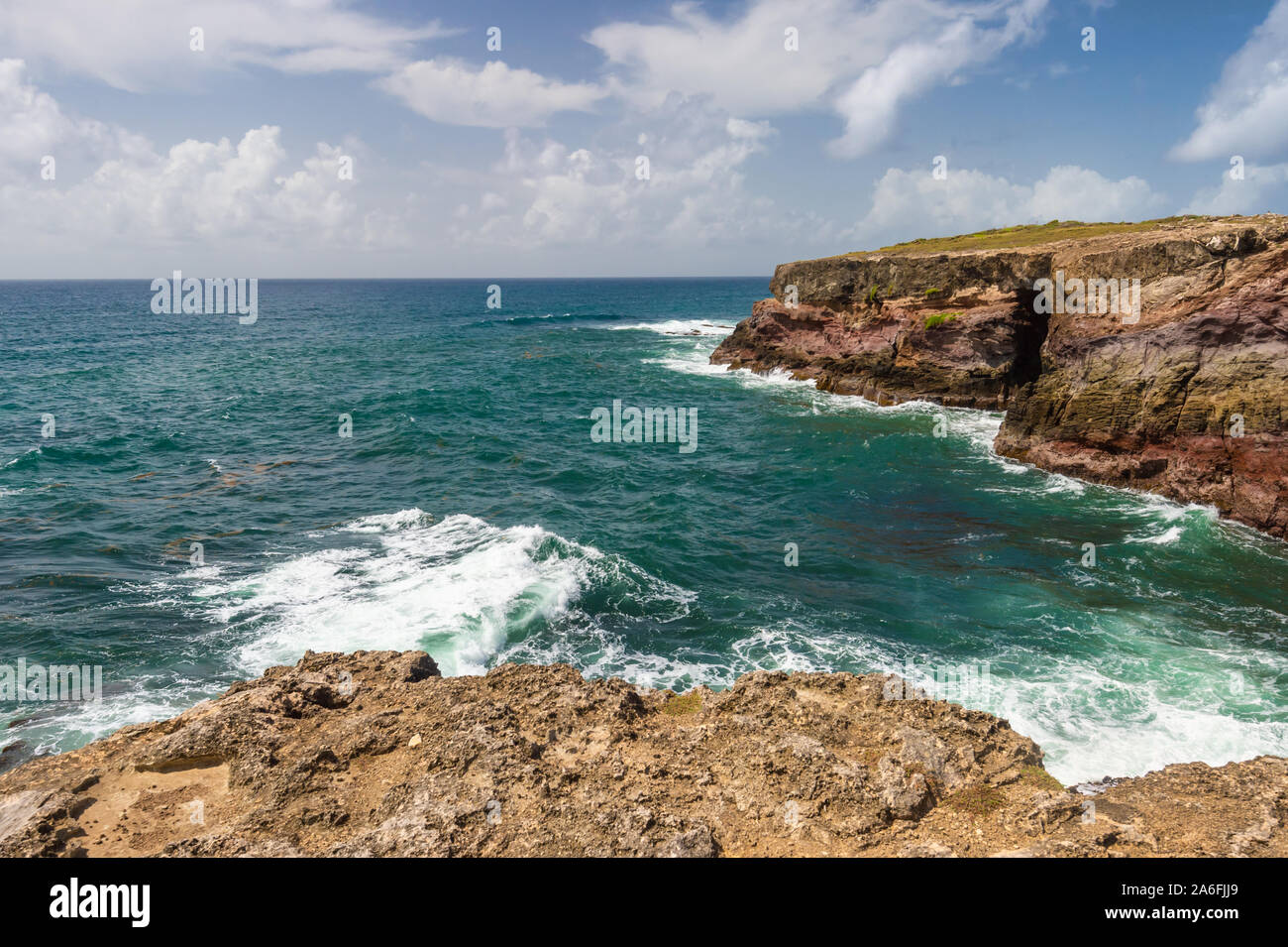 Pointe d'Enfer (Hölle Vorgewende) in der Savanne von Versteinerungen in Martinique Stockfoto