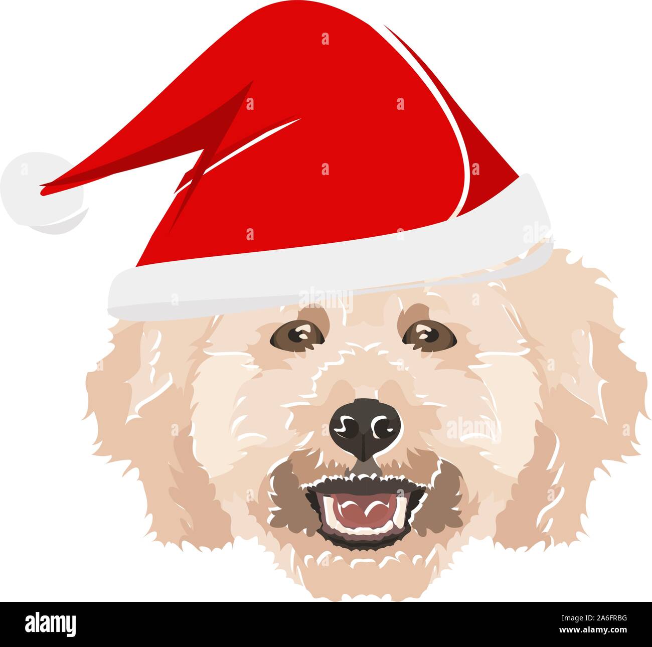 Pudel mit Weihnachten hat - Dieses fröhliche Hund ist richtig Beschaulich durch seine Santa Hat. Ein weihnachtliches Motiv für Hundebesitzer. Stock Vektor