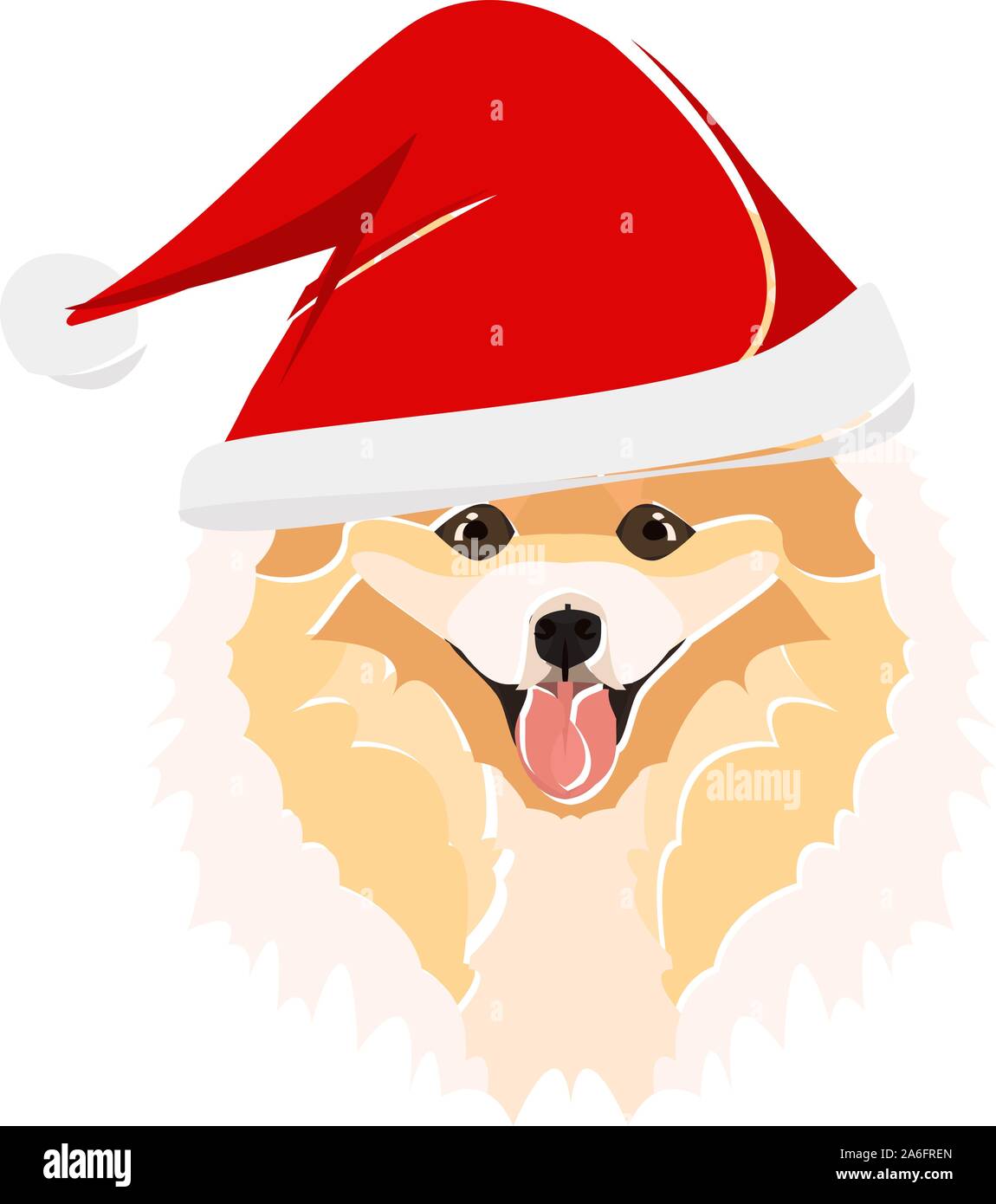 Chow Chow mit Santa Hut - Dieses fröhliche Hund ist richtig Beschaulich durch seine Santa Hat. Ein weihnachtliches Motiv für Hundebesitzer. Stock Vektor