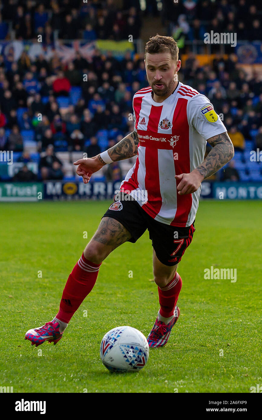 SHREWSBURY, ENGLAND 26. OKTOBER Chris Maguire von Sunderland während der Shrewsbury Town und Sunderland in Montgomery Wiese, Shrewsbury am Samstag, den 26. Oktober 2019. (Credit: Alan Hayward | MI Nachrichten) das Fotografieren dürfen nur für Zeitung und/oder Zeitschrift redaktionelle Zwecke verwendet werden, eine Lizenz für die gewerbliche Nutzung Kreditkarte erforderlich: MI Nachrichten & Sport/Alamy leben Nachrichten Stockfoto