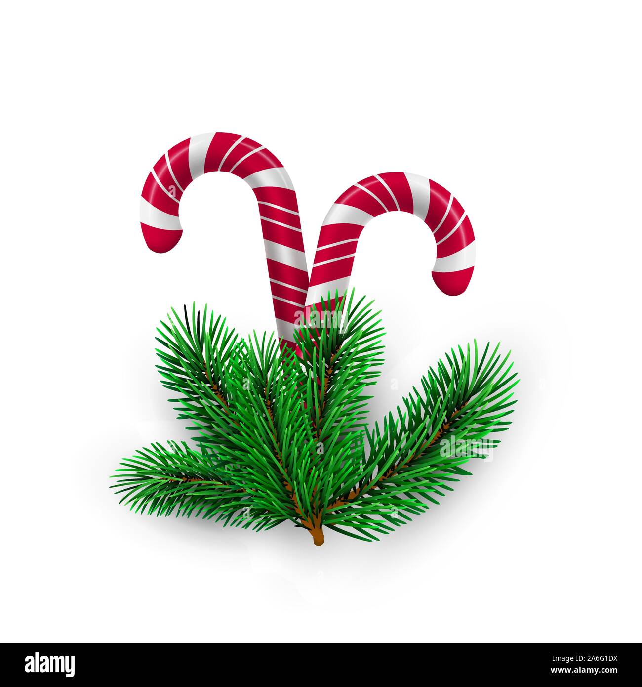 Neues Jahr Grußkartenvorlage. Traditionelle weihnachtliche Süßigkeiten mit neuen Jahr Zweigen. Vector Illustration Stock Vektor