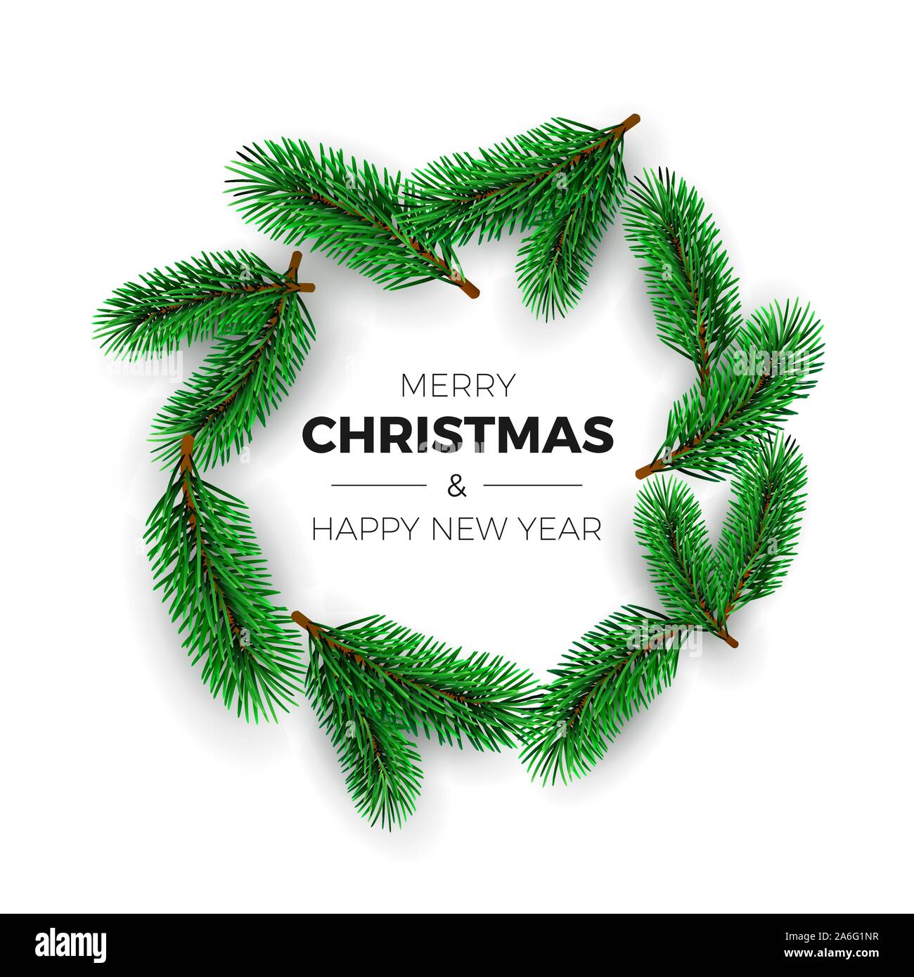 Frohe Weihnachten und guten Rutsch ins Neue Jahr Grußkarte. Urlaub Dekoration Element. Neues Jahr Poster mit Tannenzweigen. Vector Illustration Stock Vektor Frohe Weihnachten und guten Rutsch ins Neue Jahr Grußkarte. Urlaub Dekoration Element. Neues Jahr Poster mit Tannenzweigen. Vector Illustration Stock Vektor