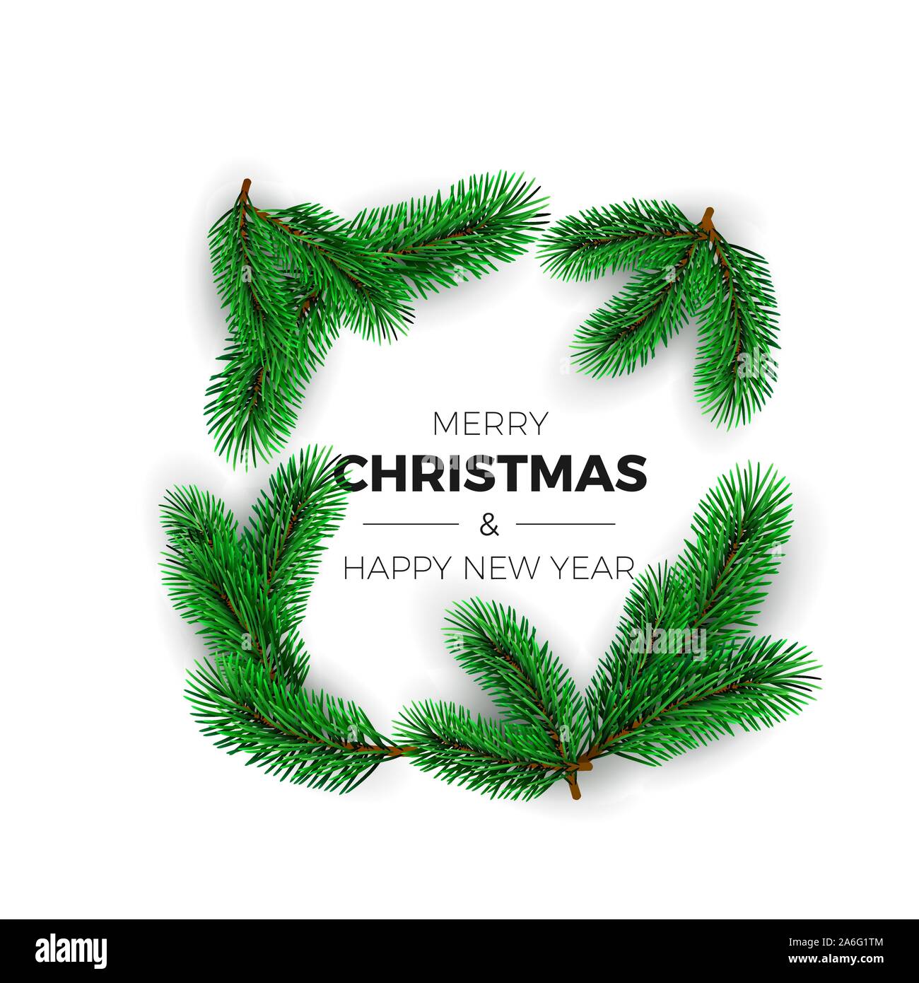 Frohe Weihnachten und guten Rutsch ins Neue Jahr Grußkarte. Urlaub Dekoration Element. Neues Jahr Einladung Design mit Tannenzweigen. Vector Illustration Stock Vektor Frohe Weihnachten und guten Rutsch ins Neue Jahr Grußkarte. Urlaub Dekoration Element. Neues Jahr Einladung Design mit Tannenzweigen. Vector Illustration Stock Vektor