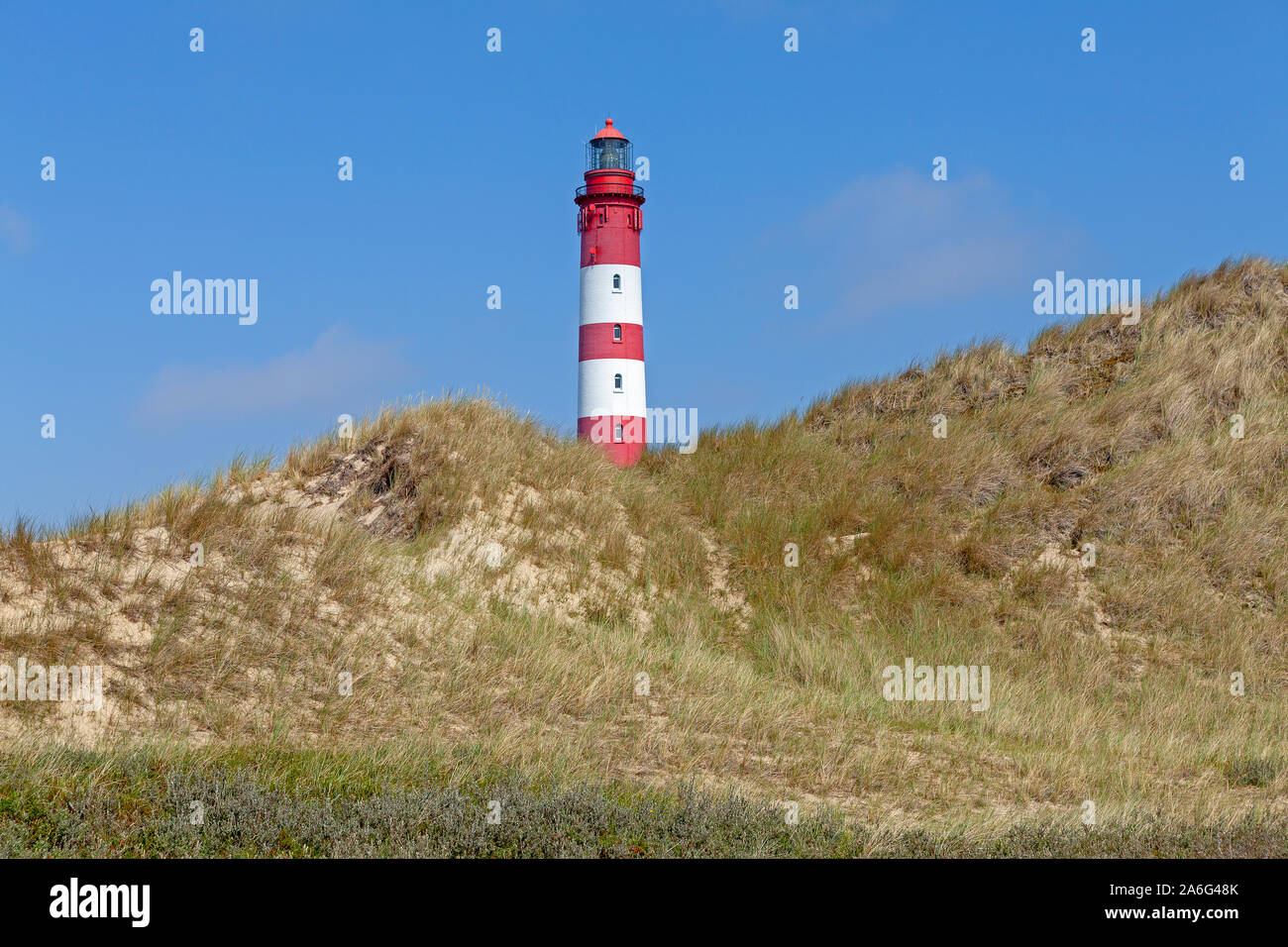 Der Leuchtturm auf der Insel Amrum in Nordfriesland, Schleswig-Holstein, Deutschland. Stockfoto