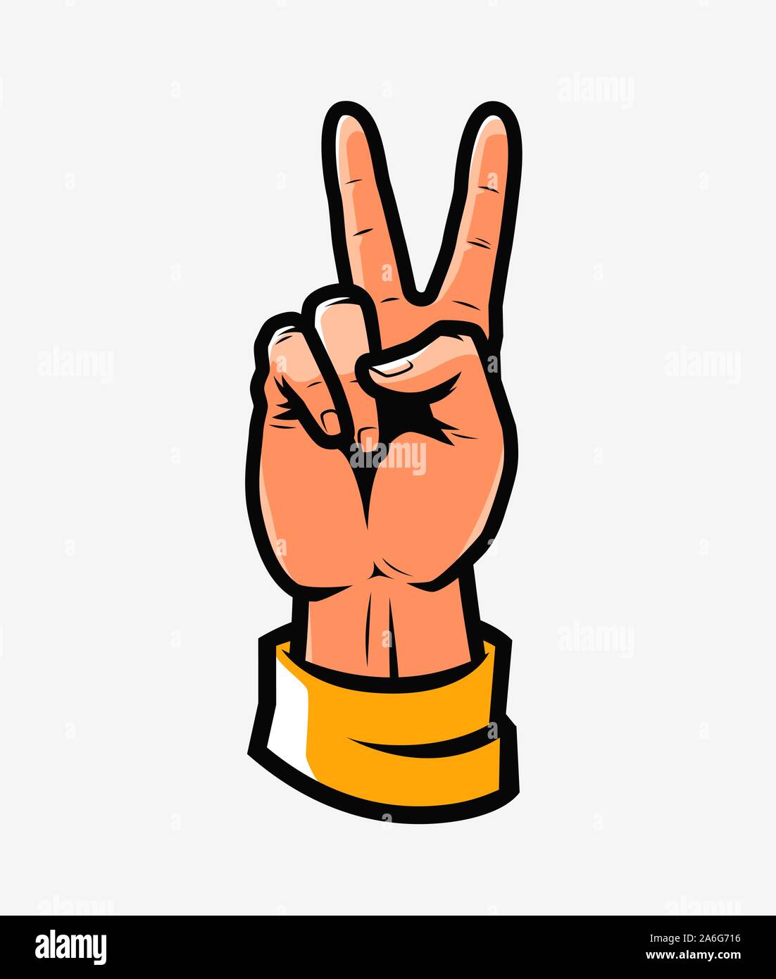 Sieg oder Frieden Symbol, Handbewegung. Vektorgrafik Stock Vektor