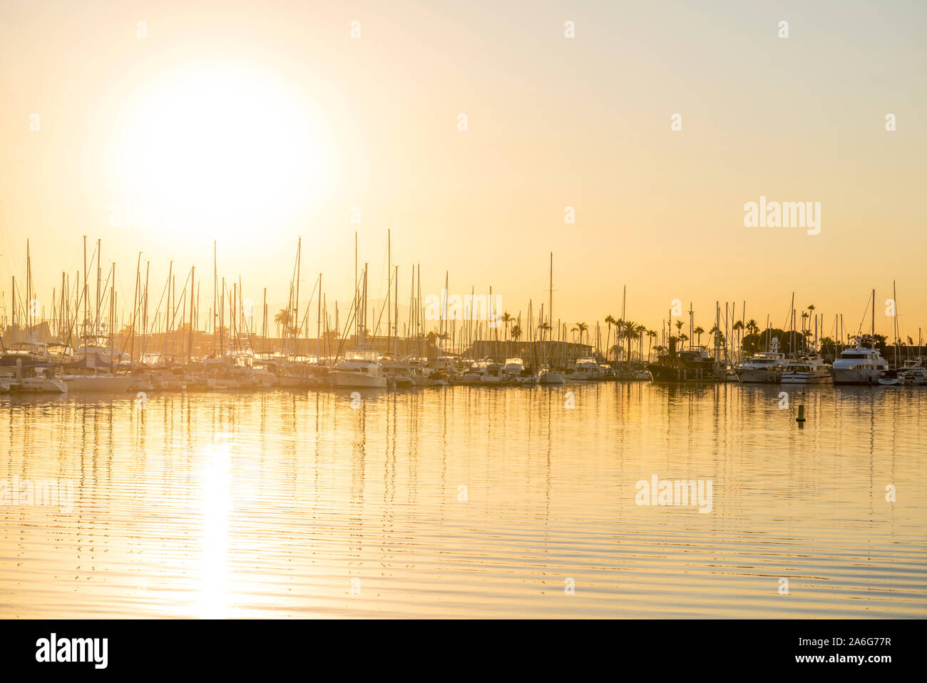 Hafen Szene von La Playa, das Bayfront Nachbarschaft in der Point Loma Gemeinschaft von San Diego, Kalifornien fotografiert. Stockfoto