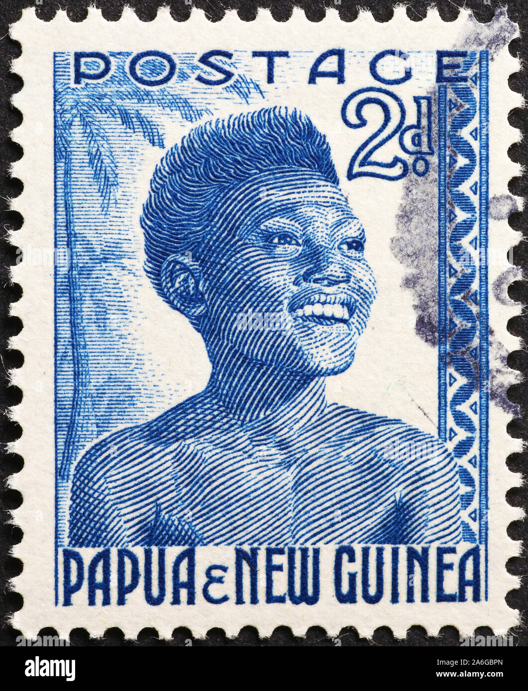 Frau Porträt auf vintage Stempel von Papua Neu Guinea Stockfoto