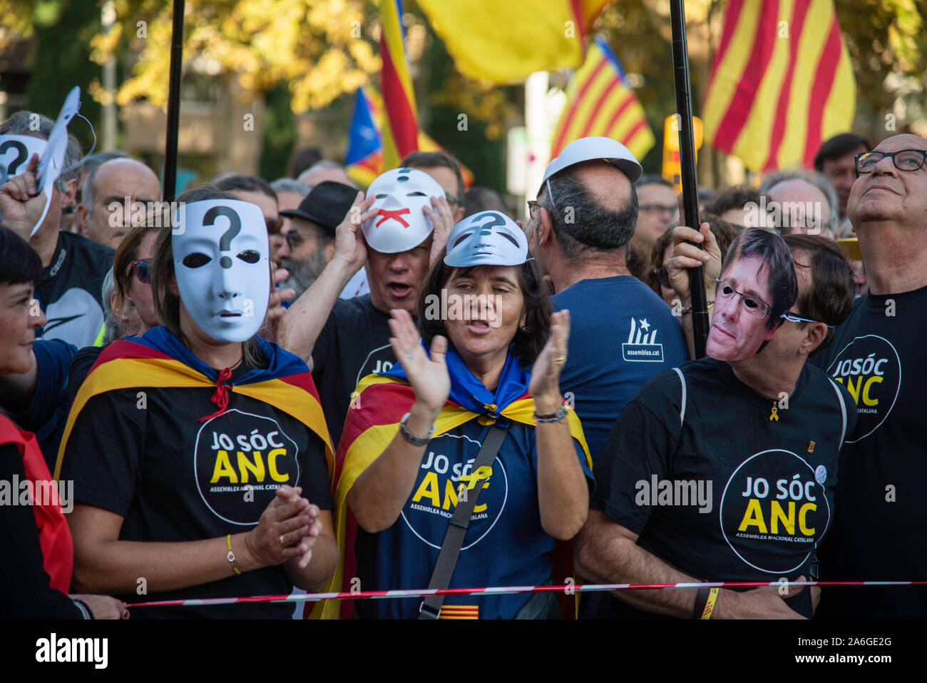 Barcelona Katalonien El Dia 26 de Mayo 2019 la Verein se manifiesta separatista de Barcelona con el lema Libertad presos políticos BCN 2019 Stockfoto