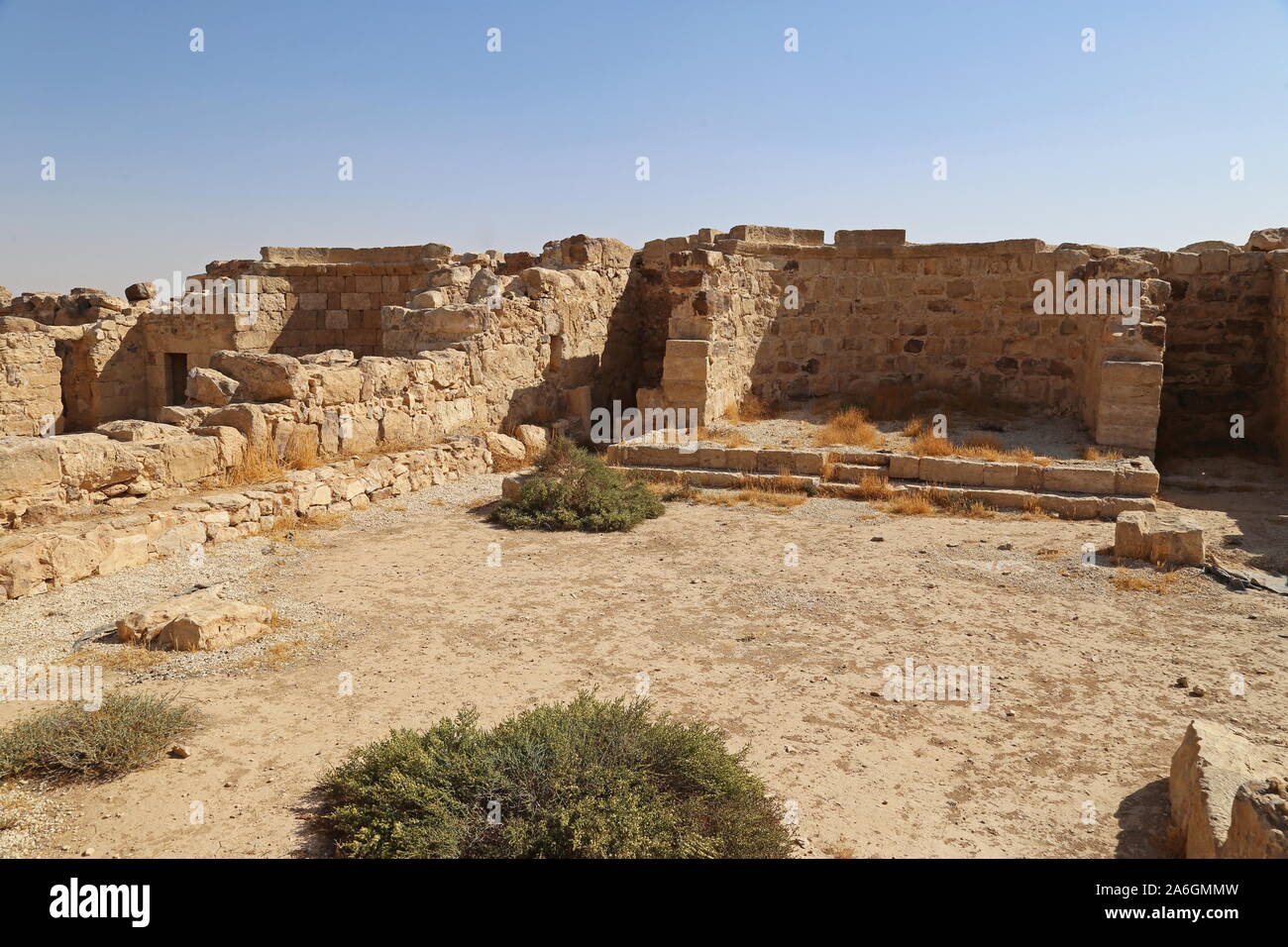 Kirche der Flüsse (links) und Kirche des Palmenbaums, Umm AR Rasas, römische Zeit UNESCO-Weltkulturerbe, Amman-Governorat, Jordanien, Naher Osten Stockfoto