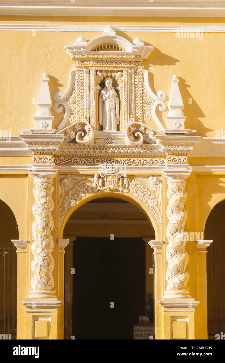 Guatemala, Antigua, Kirche La Merced, 1751-1767, barocker Architektur, Außen architektonisches Detail Stockfoto