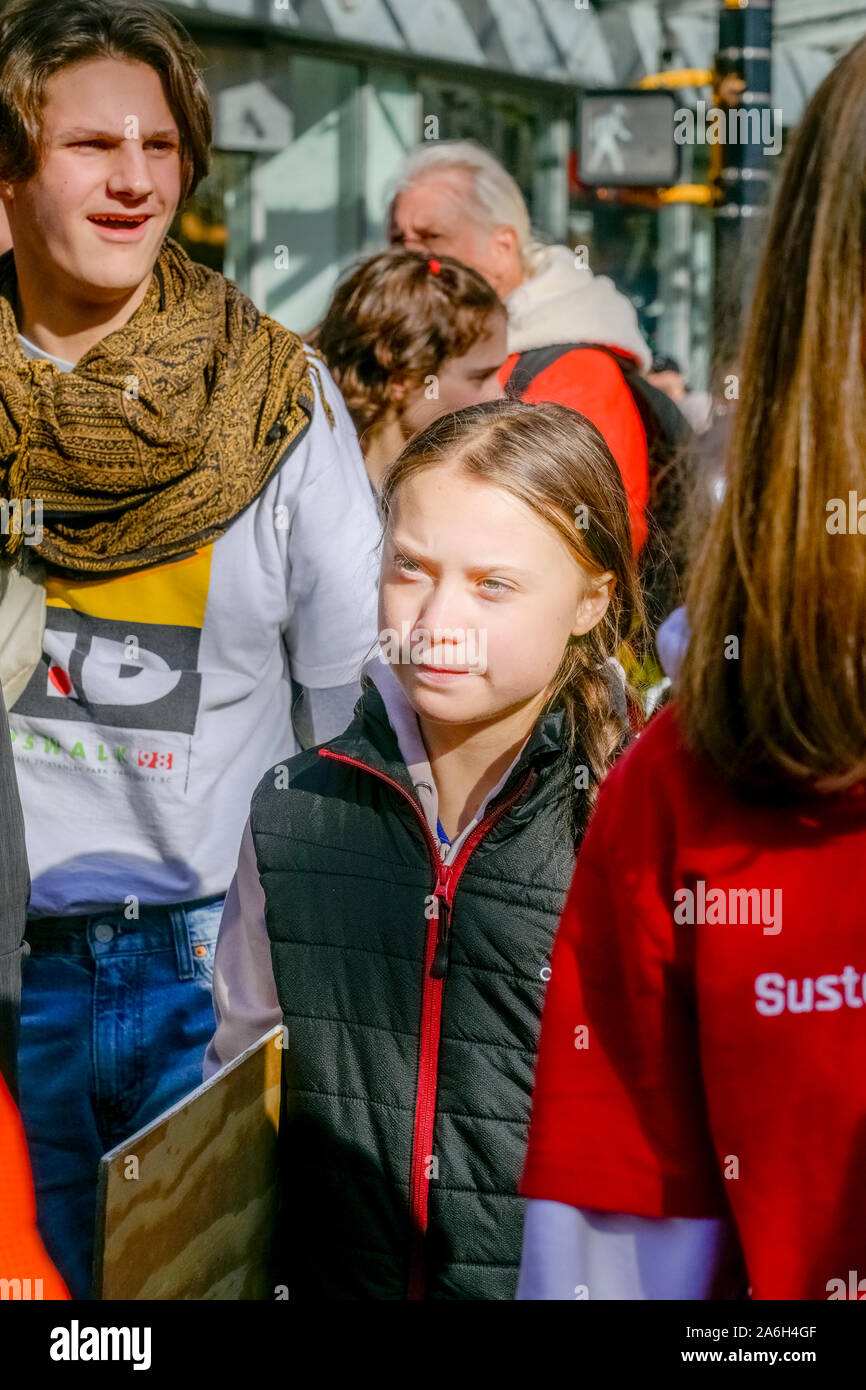 Klima Streik mit Greta Thunberg, Vancouver, British Columbia, Kanada Stockfoto