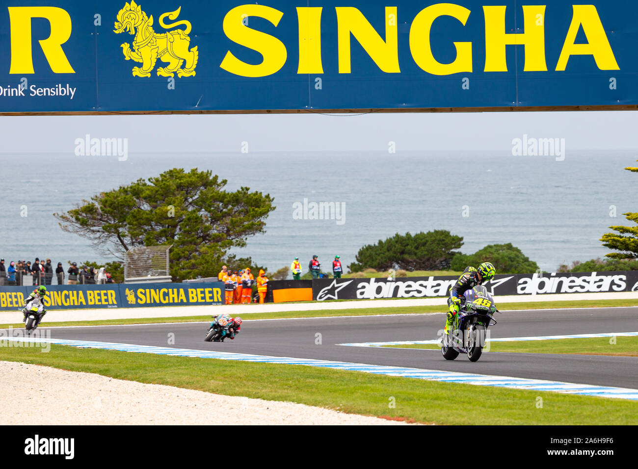 Phillip Island, Australien. 26. Oktober, 2019. Valentino Rossi (46) Reiten für Yamaha Factory Racing (ITA) beim Qualifying in der promac Generac australische MotoGP. Credit: Dave Hewison/Alamy leben Nachrichten Stockfoto