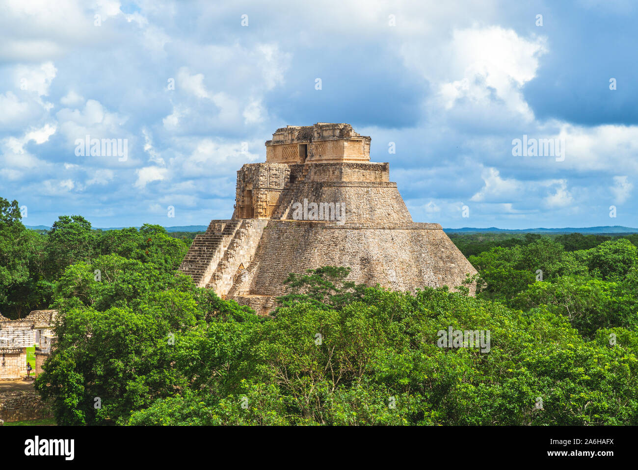 Pyramide des Zauberers, Uxmal, Mexiko Stockfoto