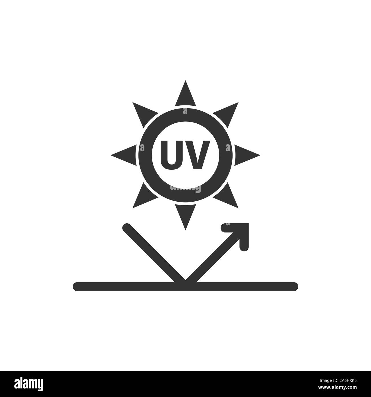 UV-Strahlung Symbol im flachen Stil. Uv-Vector Illustration auf weißem Hintergrund isoliert. Solar Protection Business Konzept. Stock Vektor