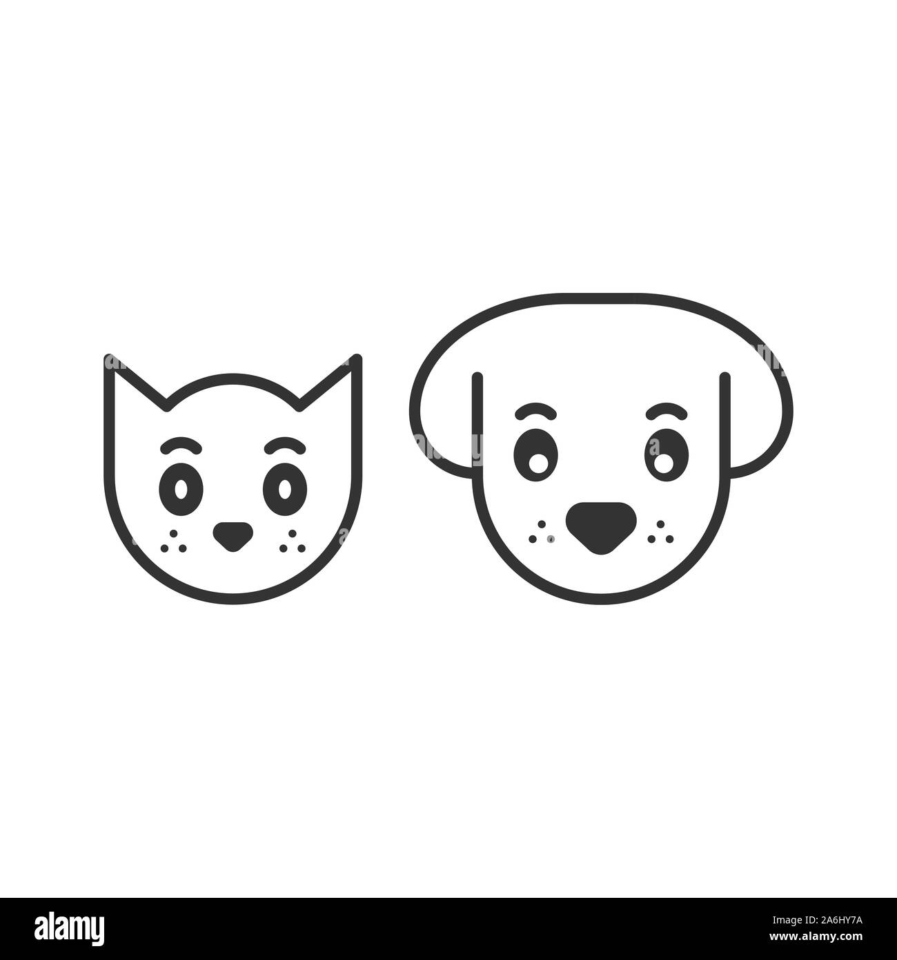 Hund und Katze Symbol im flachen Stil. Animal head Vector Illustration auf weißem Hintergrund isoliert. Cartoon Funny pet-Geschäft Konzept. Stock Vektor