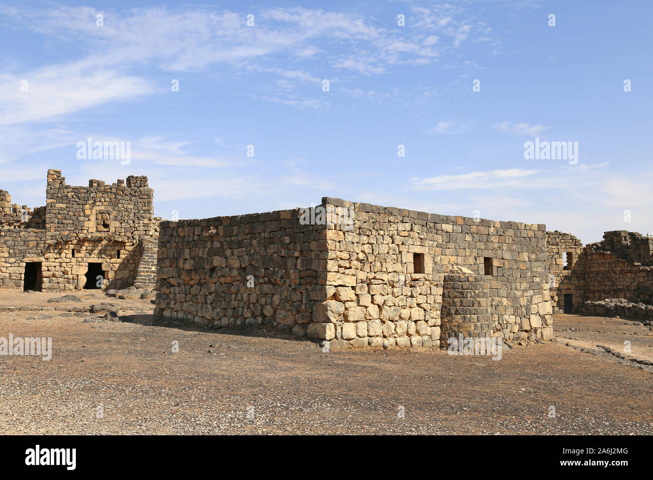 Ayyubid-Moschee, Qasr Al Azraq, Wüstenschloss der Römerzeit, Zarqa-Gouvernement, Jordanien, Naher Osten Stockfoto