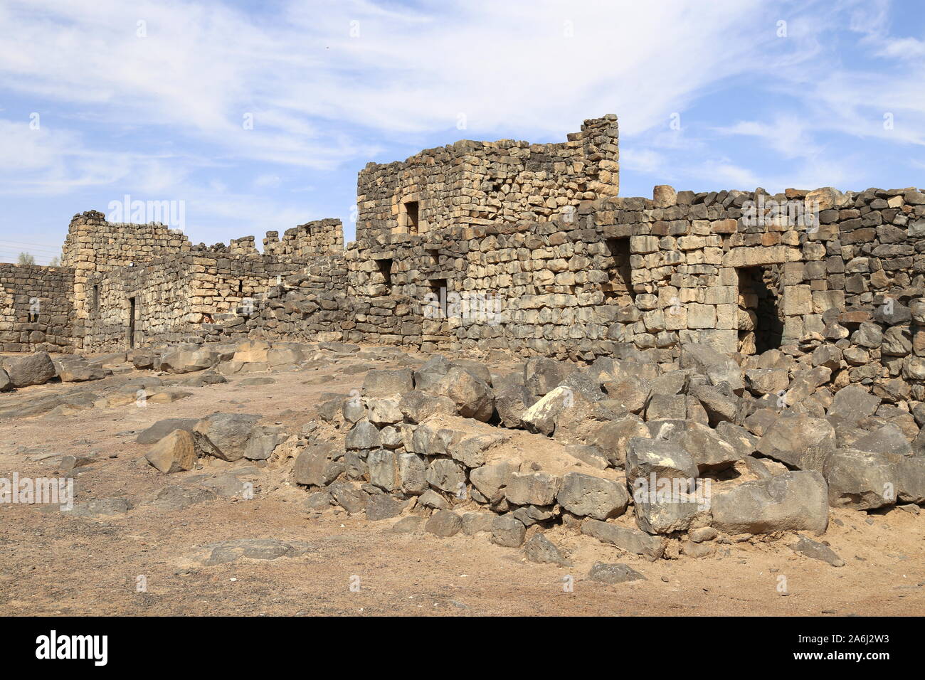 Nordseite, Qasr Al Azraq, Wüstenschloss der Römerzeit, Zarqa-Gouvernement, Jordanien, Naher Osten Stockfoto