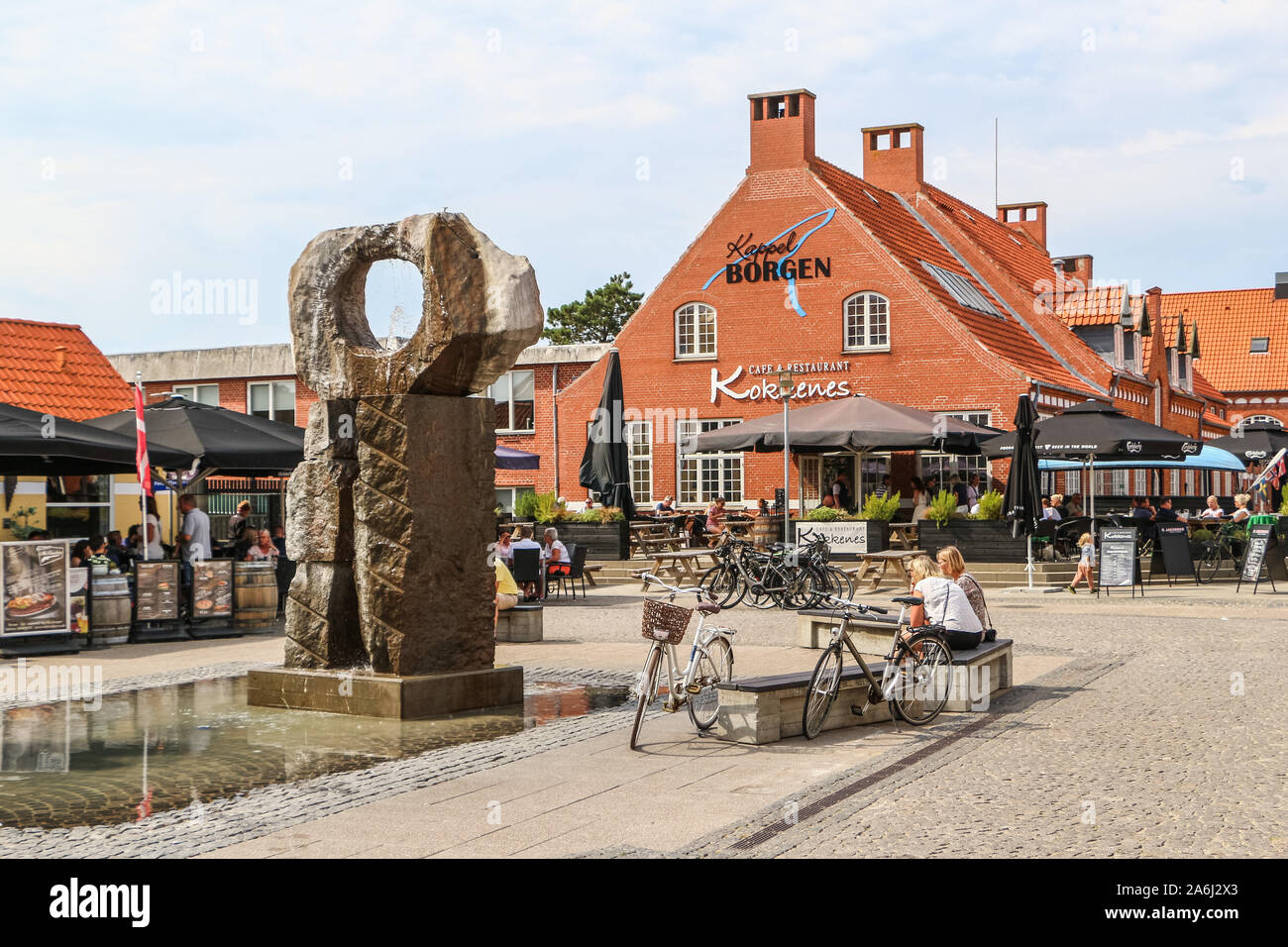 Brunnen ist in Skagen, Dänemark am 28. Juli 2019 Skagen ist die nördlichste Stadt Dänemarks, an der Ostküste der Halbinsel Skagen Odde ganz im Norden von Jütland. © Michal Fludra/Alamy leben Nachrichten Stockfoto