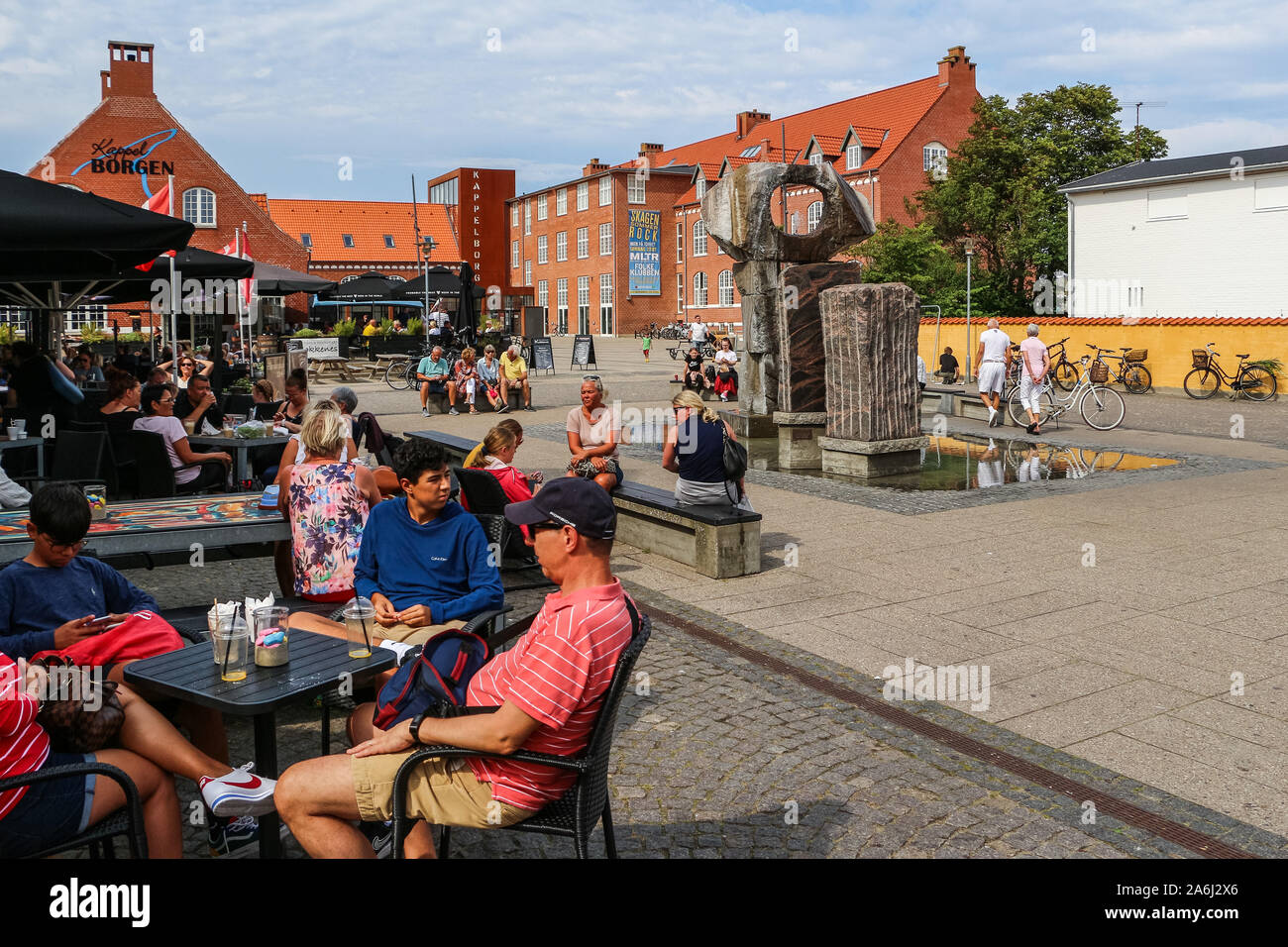 Brunnen ist in Skagen, Dänemark am 28. Juli 2019 Skagen ist die nördlichste Stadt Dänemarks, an der Ostküste der Halbinsel Skagen Odde ganz im Norden von Jütland. © Michal Fludra/Alamy leben Nachrichten Stockfoto
