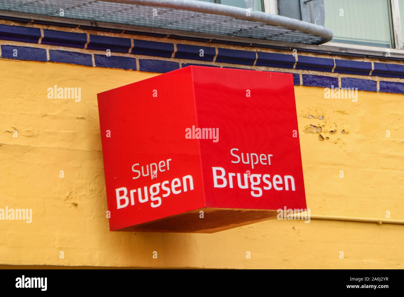 Super Brugsen Shopping Mall ist in Skagen, Dänemark am 28. Juli 2019 Skagen ist die nördlichste Stadt Dänemarks, an der Ostküste der Halbinsel Skagen Odde ganz im Norden von Jütland. © Michal Fludra/Alamy leben Nachrichten Stockfoto