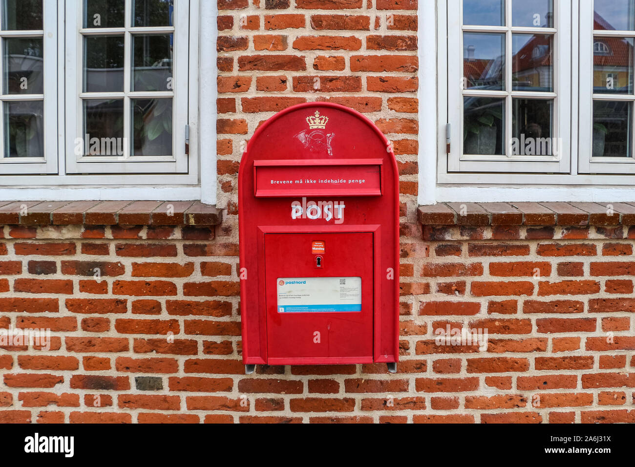 Denmarks Post Box ist in Skagen, Dänemark am 28. Juli 2019 Skagen ist die nördlichste Stadt Dänemarks, an der Ostküste der Halbinsel Skagen Odde ganz im Norden von Jütland. © Michal Fludra/Alamy leben Nachrichten Stockfoto