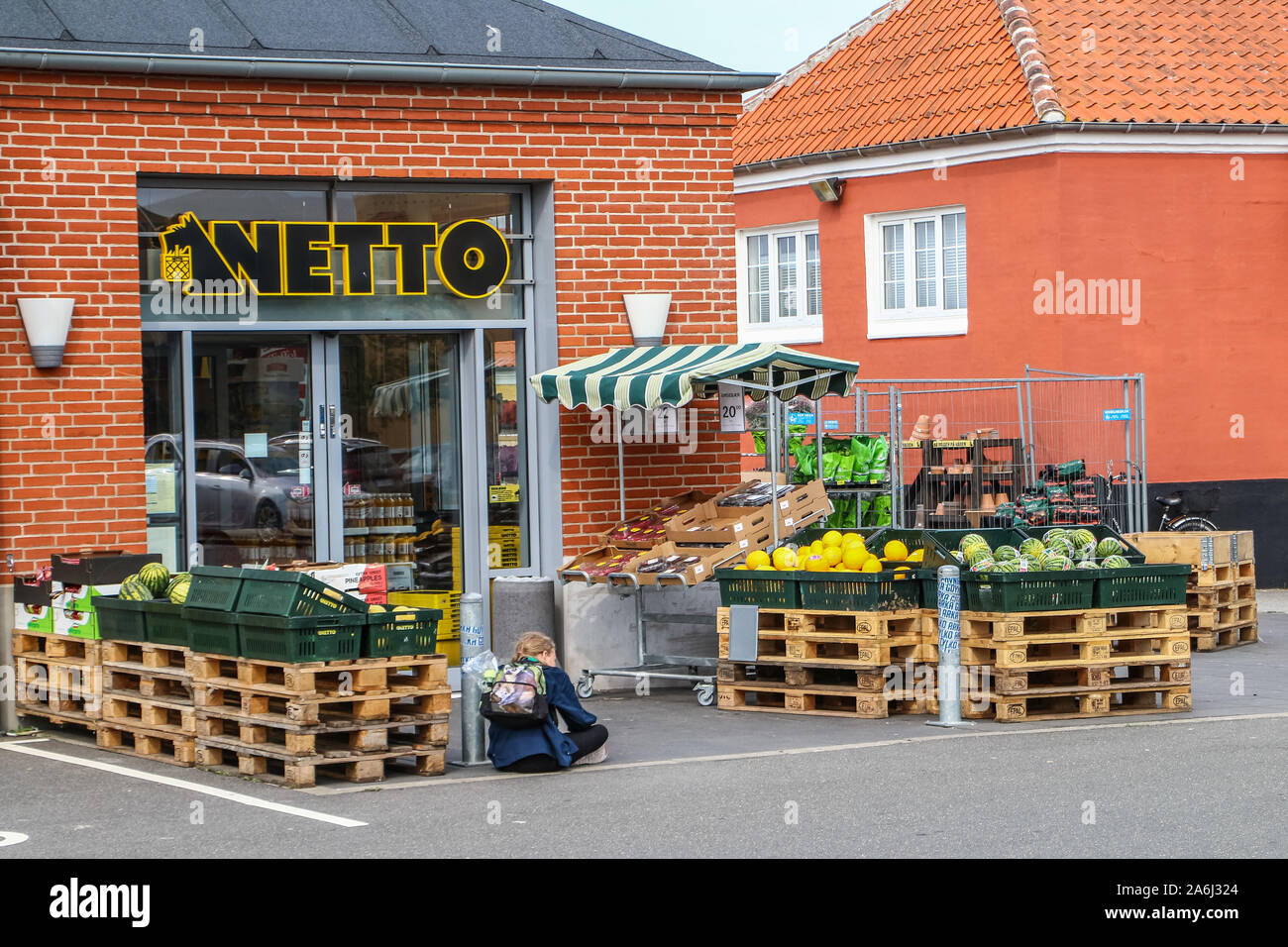 Netto Supermarkt ist in Skagen, Dänemark am 28. Juli 2019 Skagen ist die nördlichste Stadt Dänemarks, an der Ostküste der Halbinsel Skagen Odde ganz im Norden von Jütland. © Michal Fludra/Alamy leben Nachrichten Stockfoto