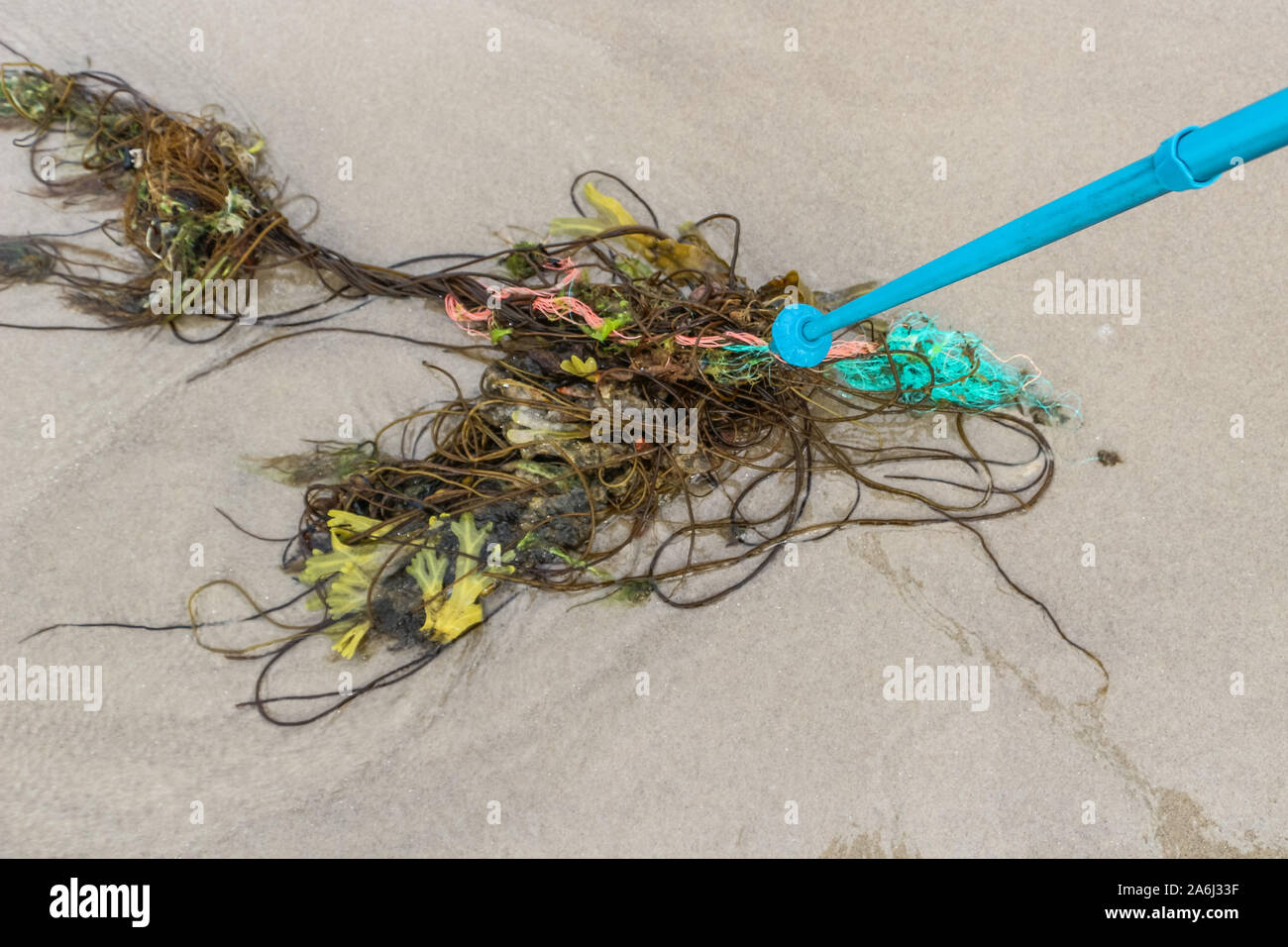 Mmarine Rückstand - fischernetze sind am Strand der Nordsee in Skagen, Dänemark am 28. Juli 2019 © Michal Fludra/Alamy leben Nachrichten Stockfoto